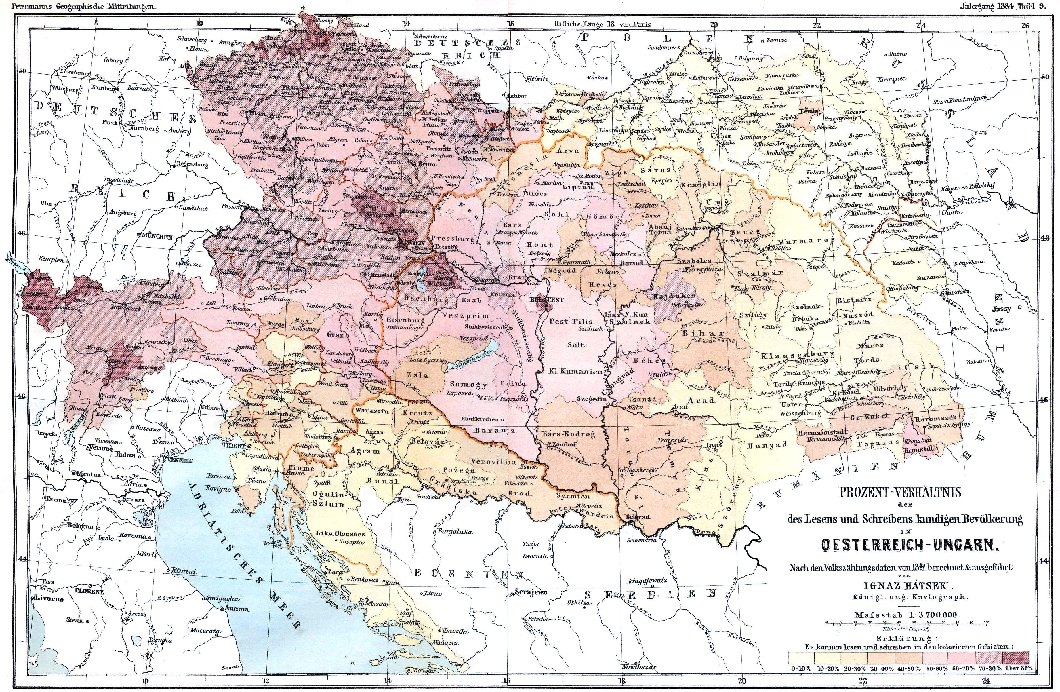 Literacy Rates Map of Austro-Hungarian Empire 1880 Literacy Rates Map of Austro-Hungarian Empire 1880