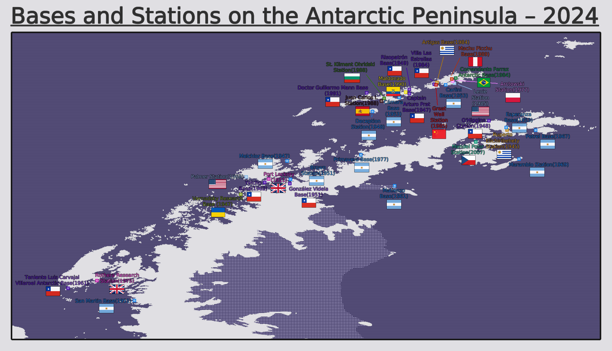 Bases and Stations on the Antarctic Peninsula Map Bases and Stations on the Antarctic Peninsula Map