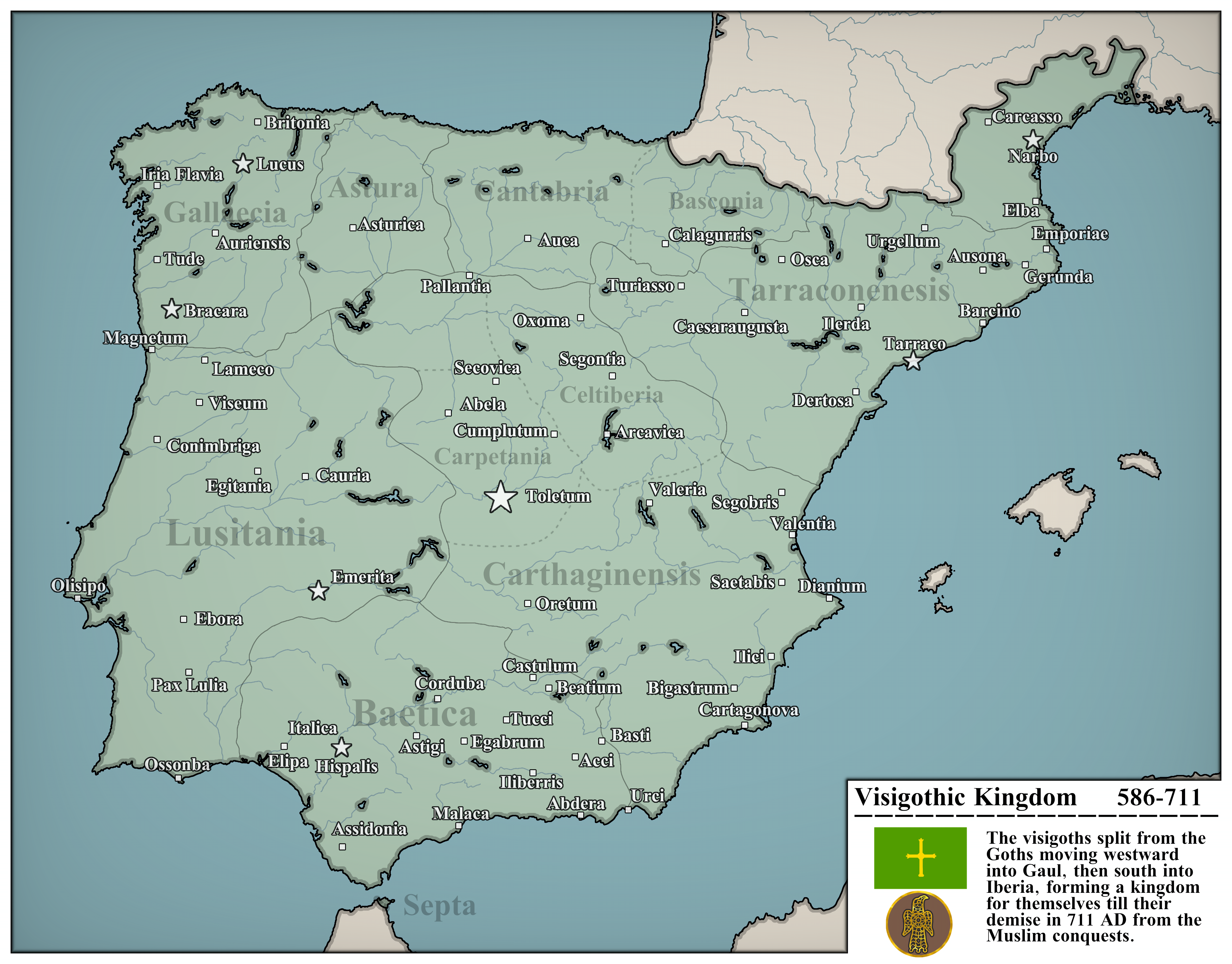 Visigothic Kingdom Map 586-711 AD Visigothic Kingdom Map 586-711 AD