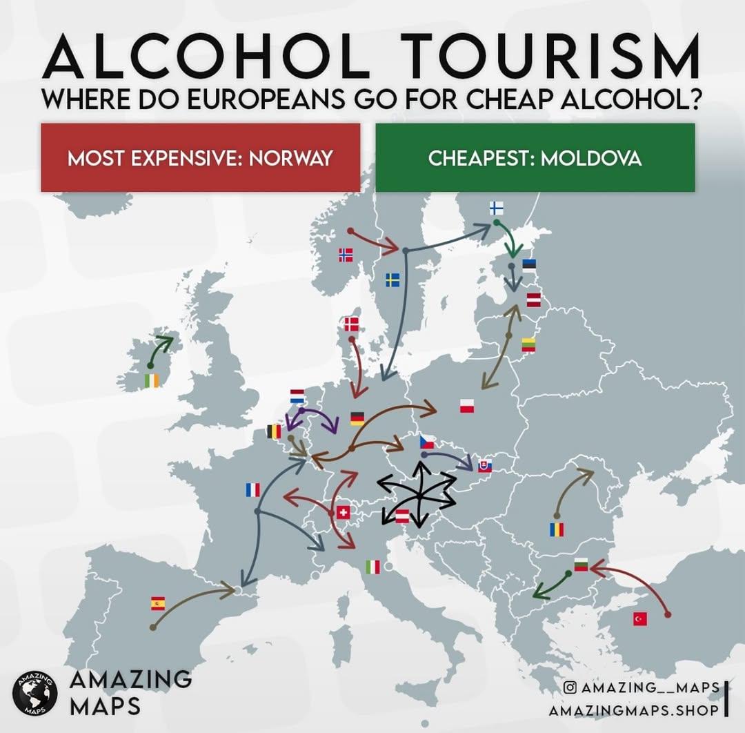 Alcohol Tourism in Europe Map Alcohol Tourism in Europe Map