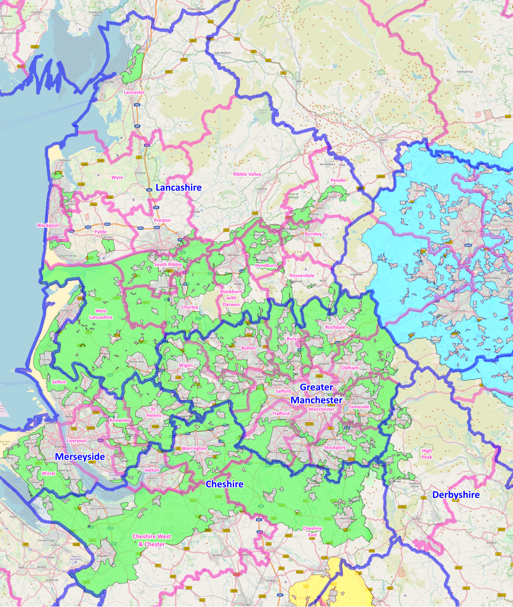 North West Green Belt in England Map North West Green Belt in England Map