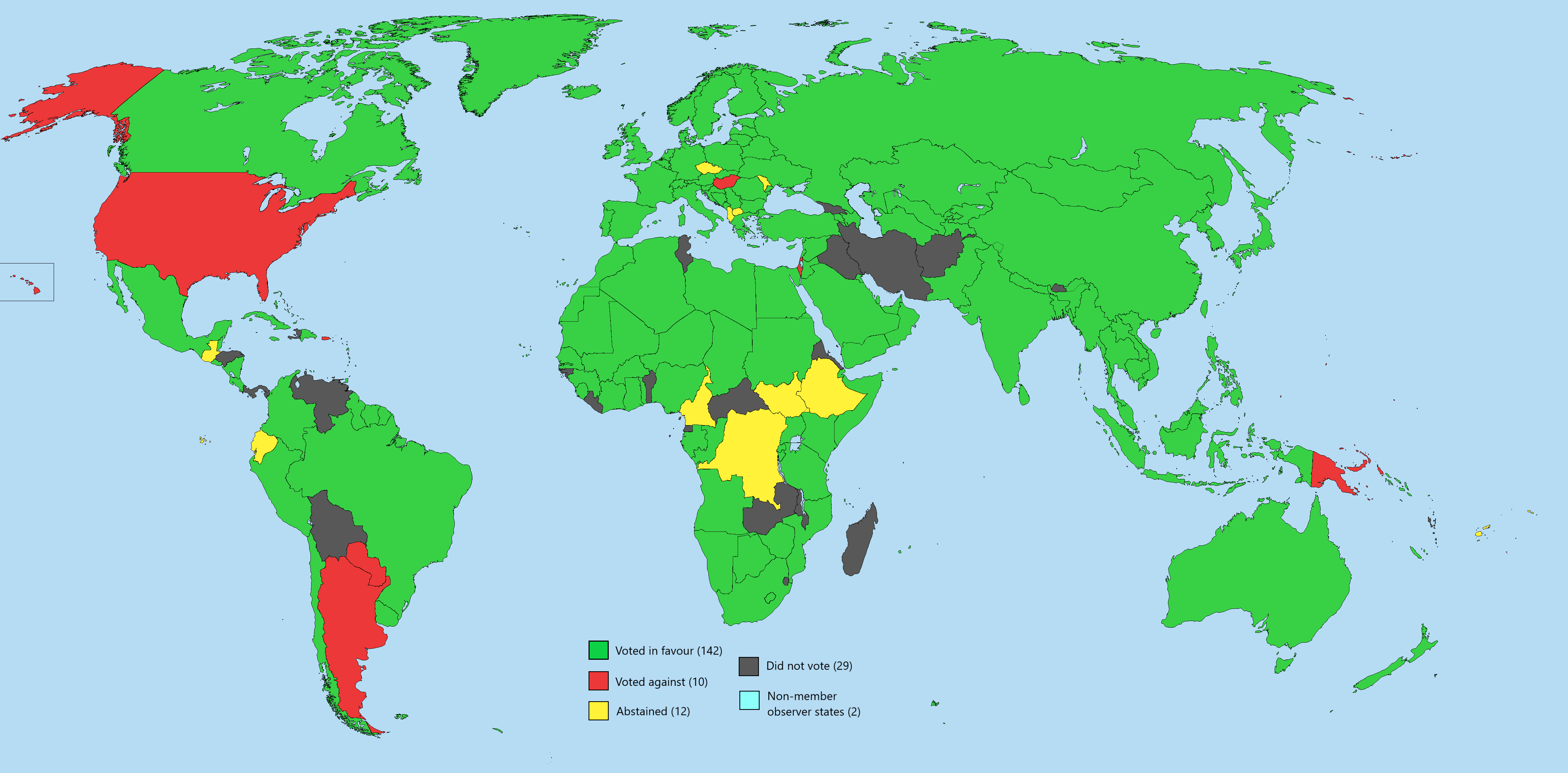 UN General Assembly Vote Two-State Solution Map UN General Assembly Vote Two-State Solution Map