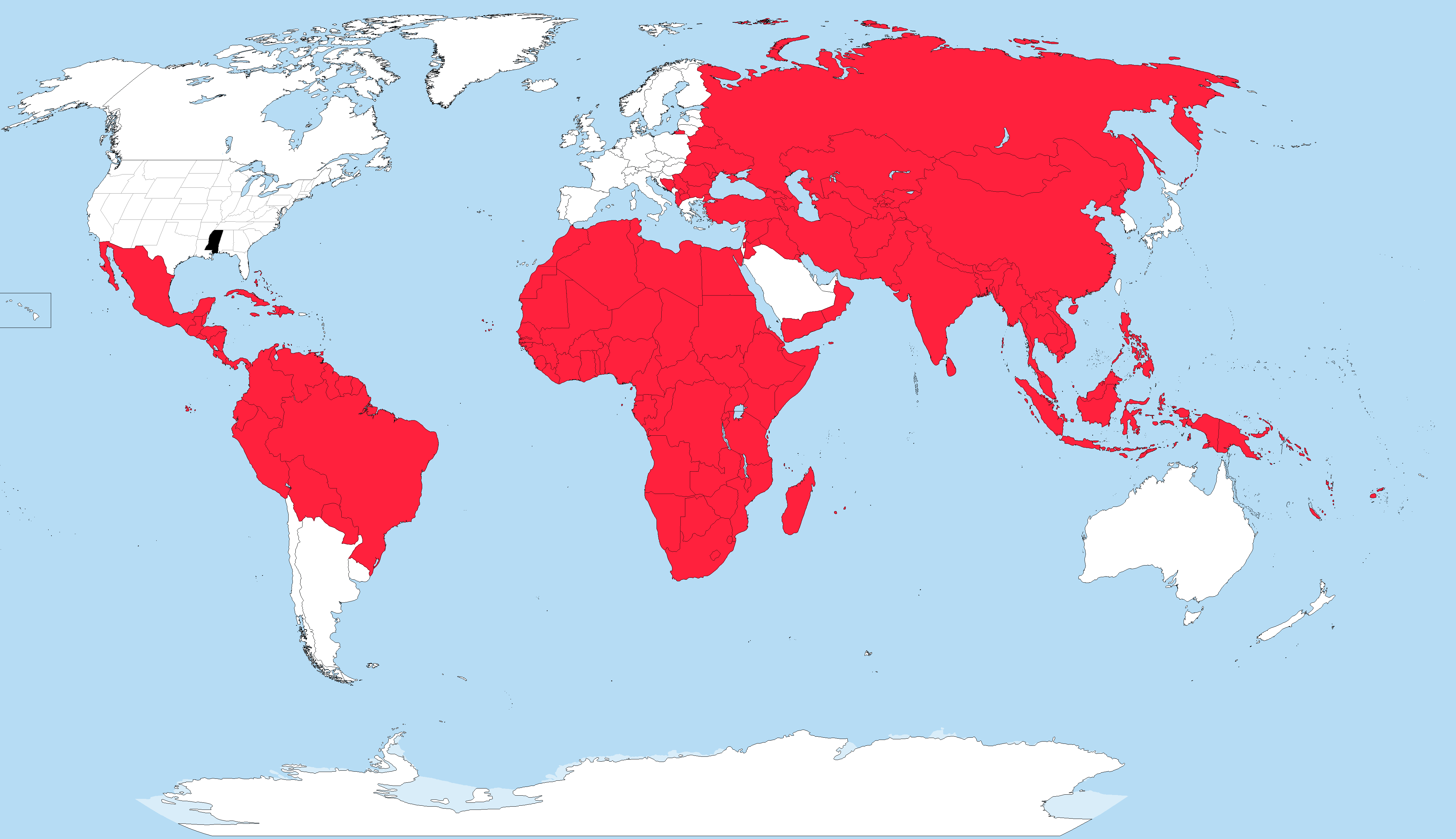 Countries with Lower HDI Than Mississippi Map Countries with Lower HDI Than Mississippi Map