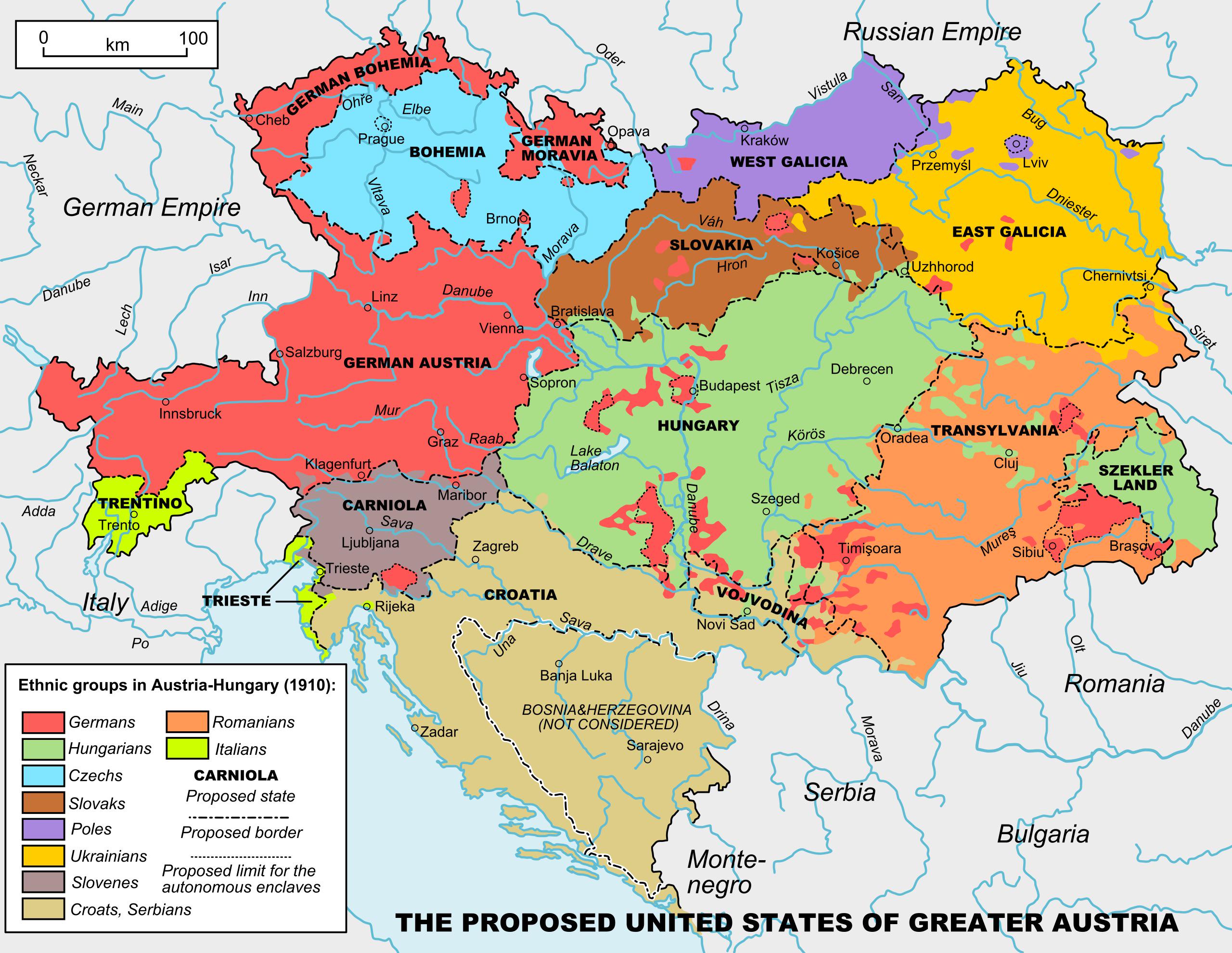 Map of United States of Greater Austria Map of United States of Greater Austria