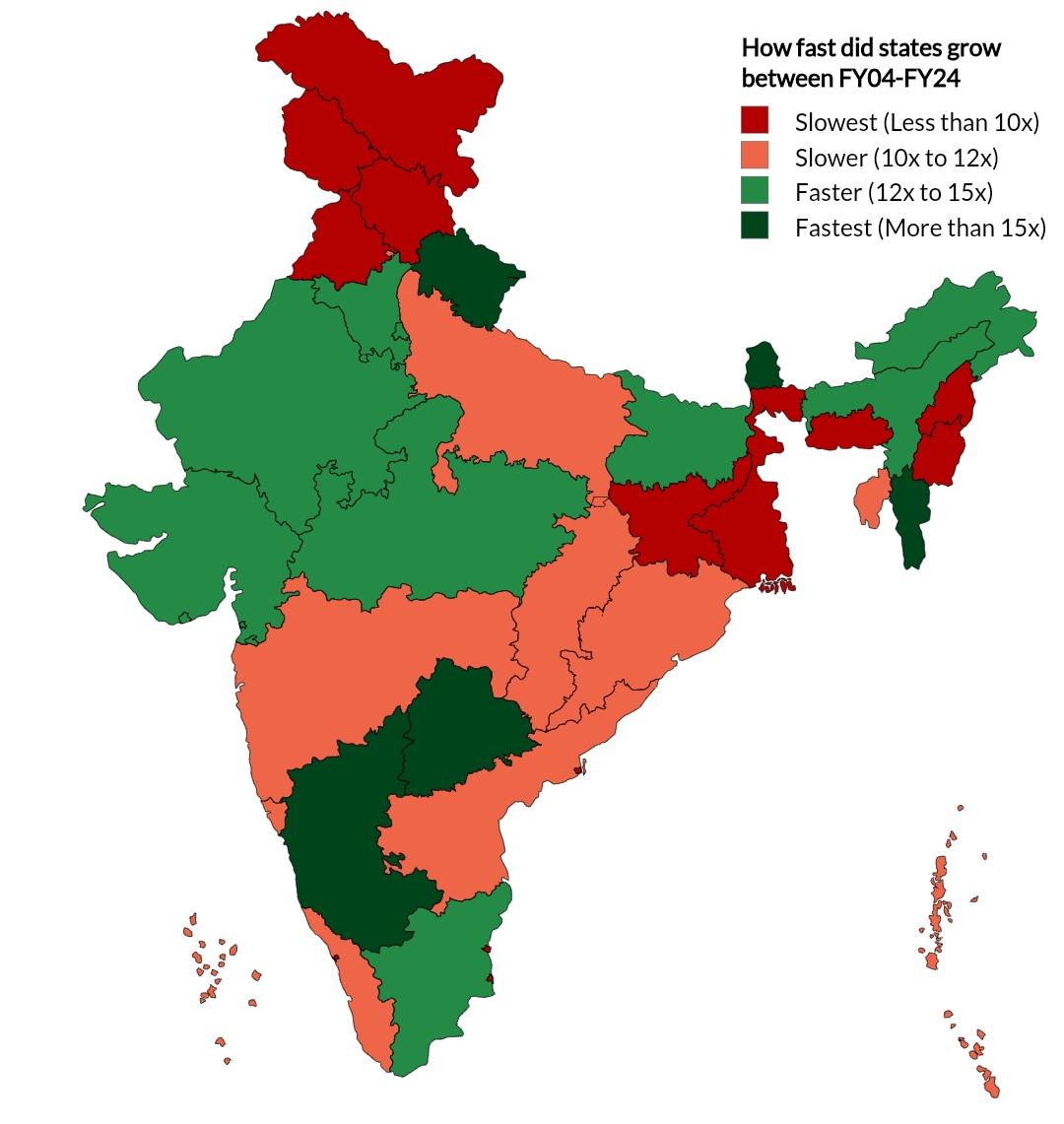 Indian States GDP Growth Map Over Two Decades Indian States GDP Growth Map Over Two Decades