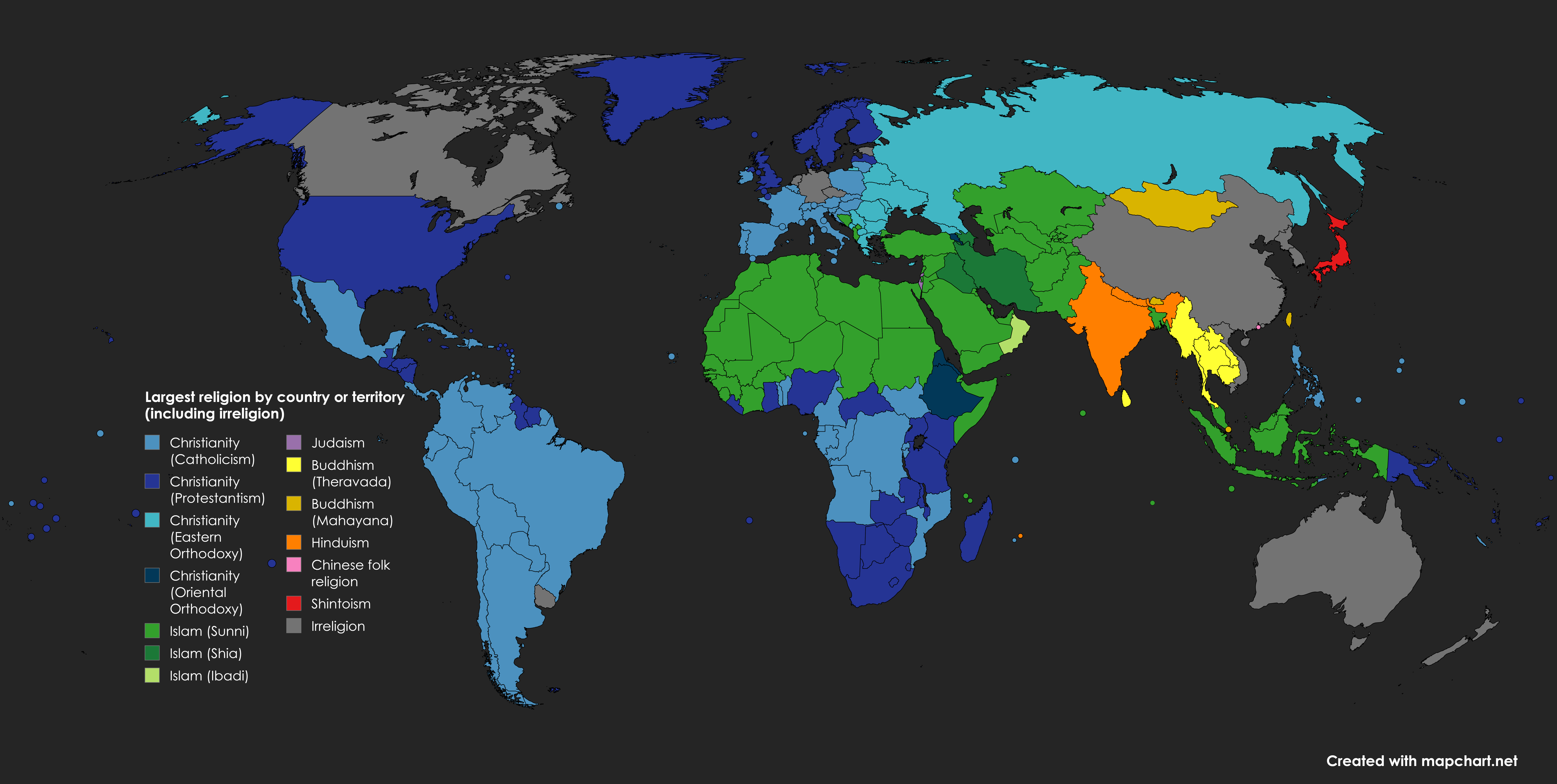 Largest Religion by Country Map Largest Religion by Country Map