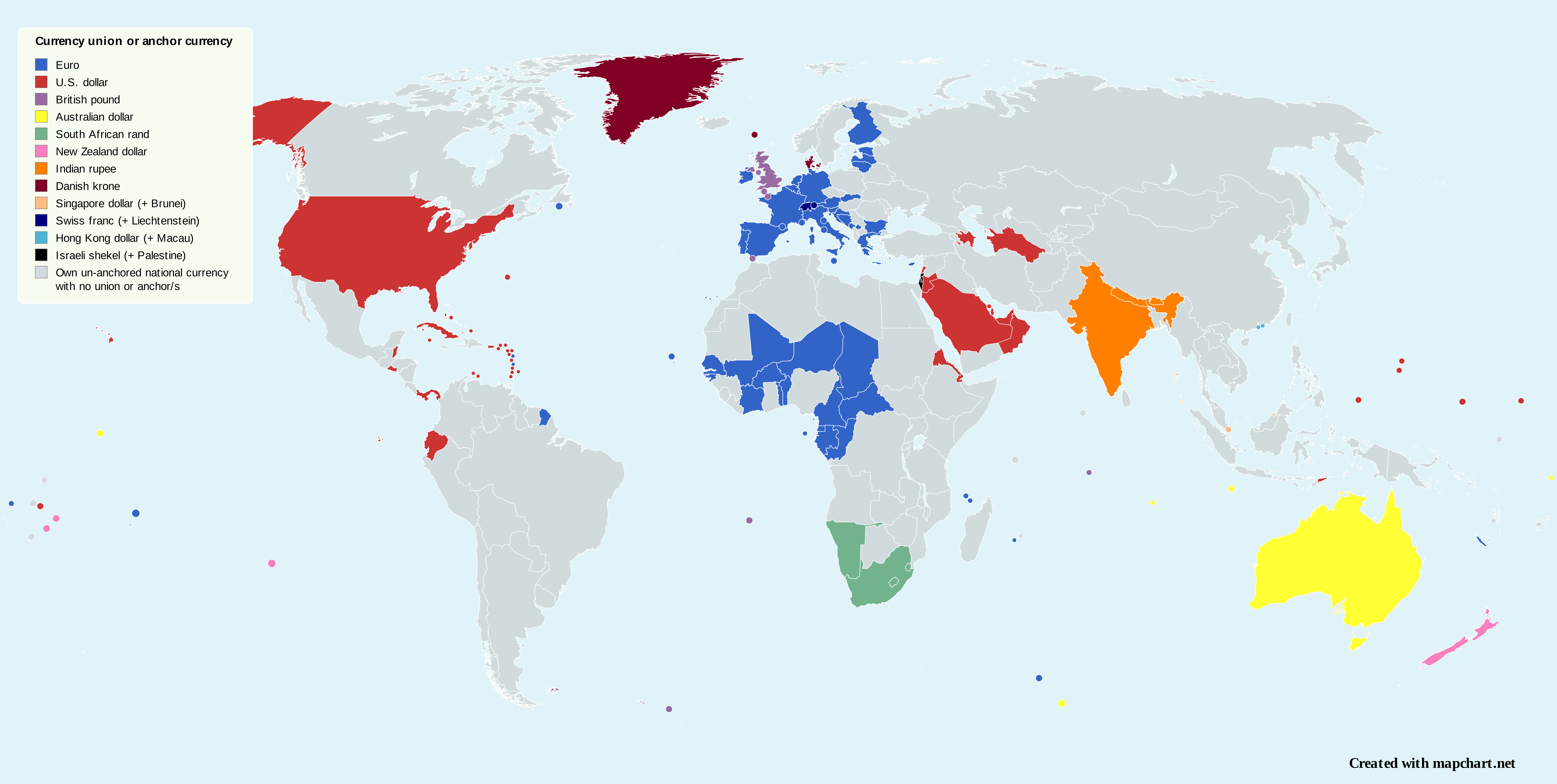 Map of Countries with Currency Unions and Anchored Currencies Map of Countries with Currency Unions and Anchored Currencies