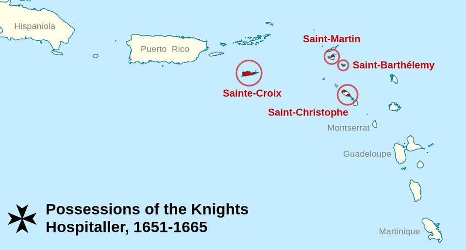 Map of Short-Lived Caribbean Colonies of the Knights of Malta Map of Short-Lived Caribbean Colonies of the Knights of Malta