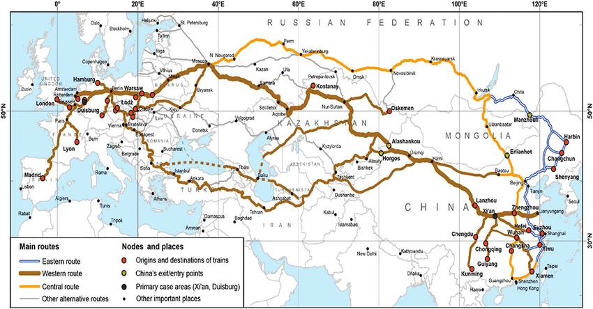 China-Europe Freight Train Routes Map China-Europe Freight Train Routes Map