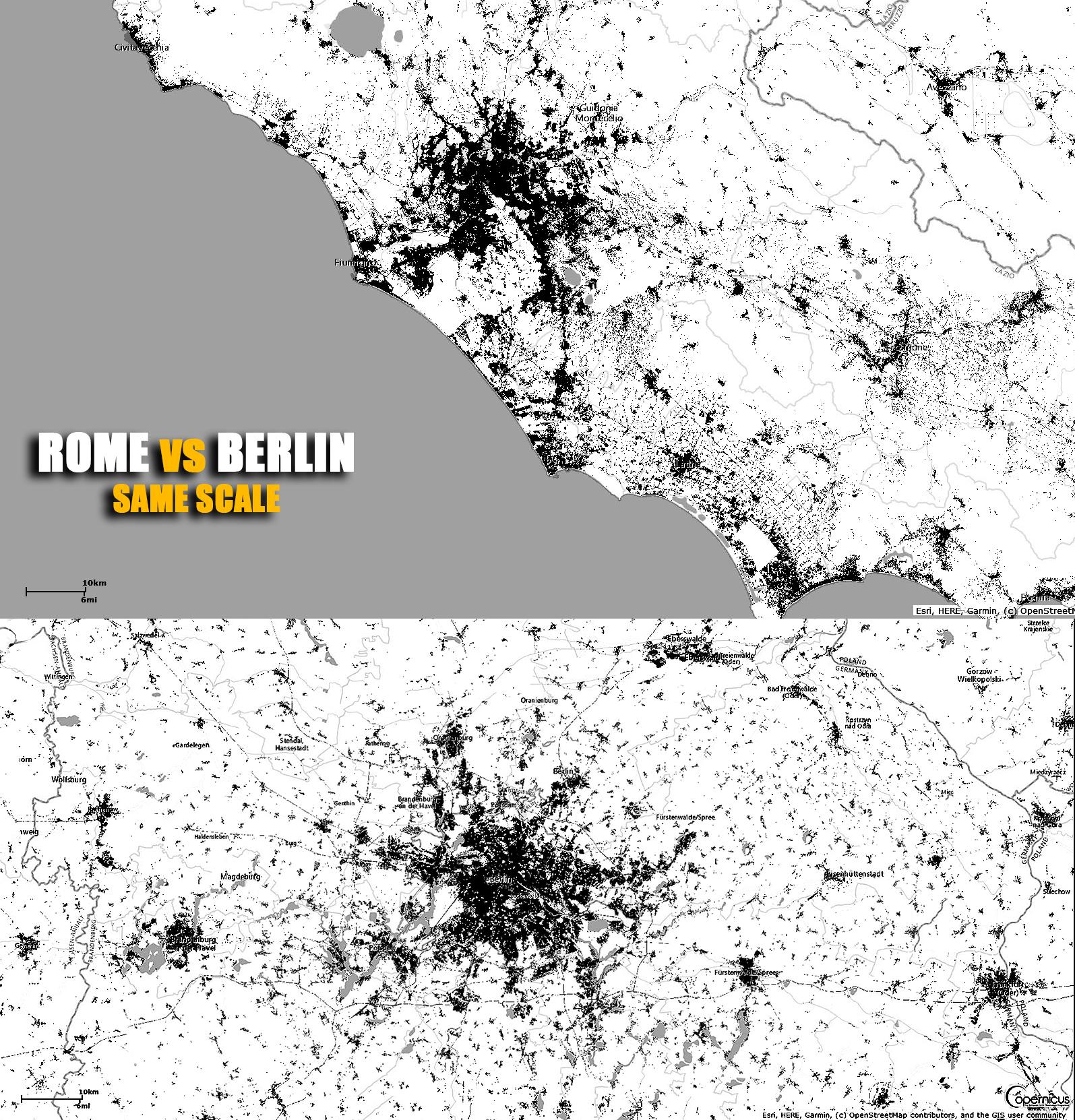 Rome vs Berlin City Size Comparison Map Rome vs Berlin City Size Comparison Map