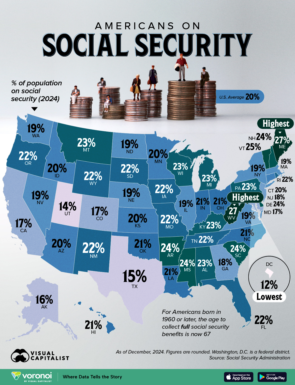 Map of Americans on Social Security by State Map of Americans on Social Security by State