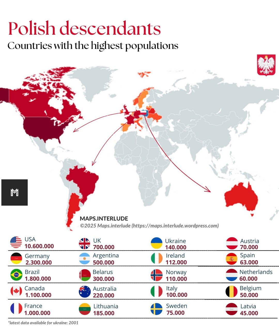 Map of Polish Descendants and Diaspora Worldwide Map of Polish Descendants and Diaspora Worldwide