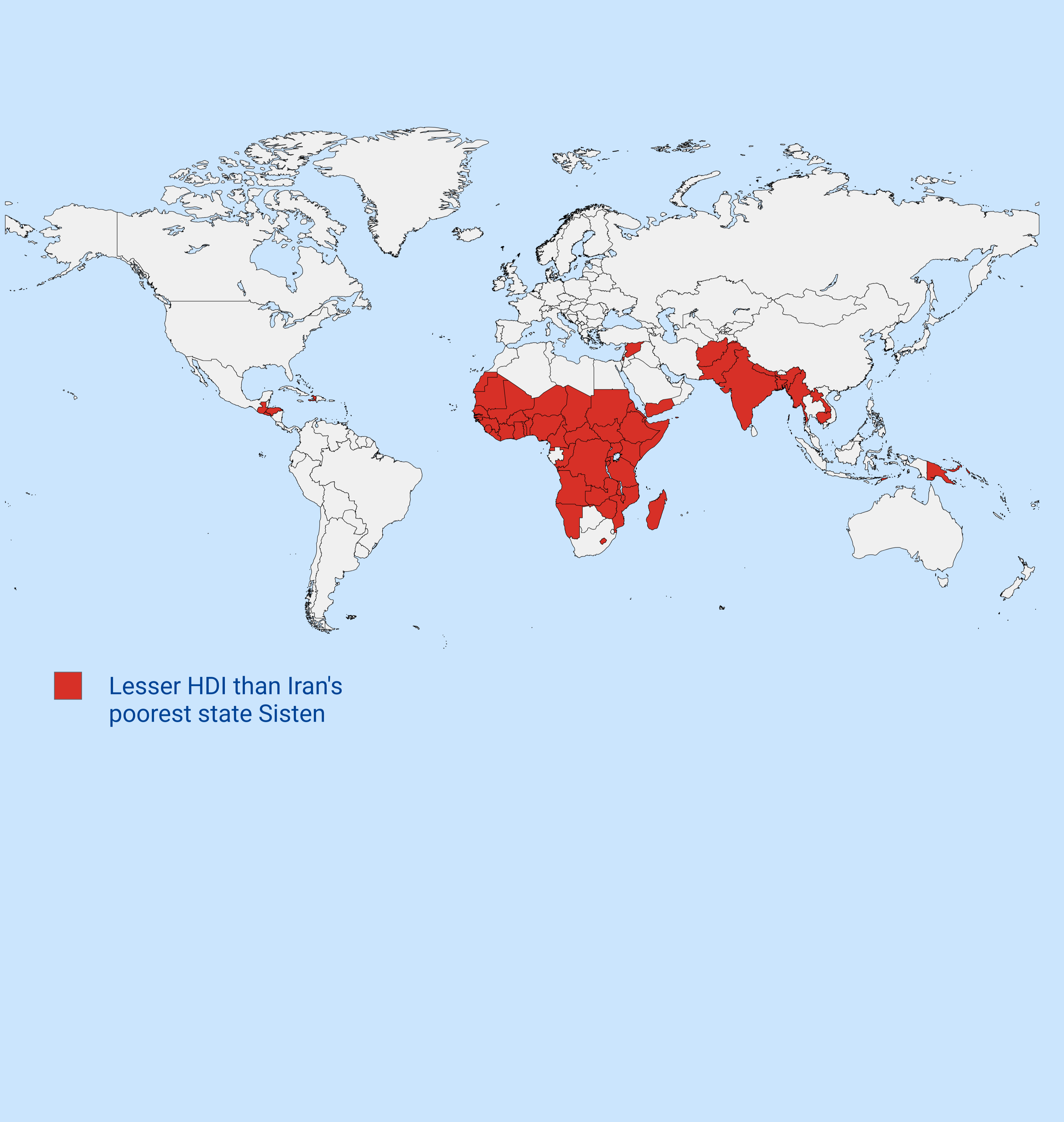 Countries with Lower HDI than Iran's Poorest State Map Countries with Lower HDI than Iran's Poorest State Map