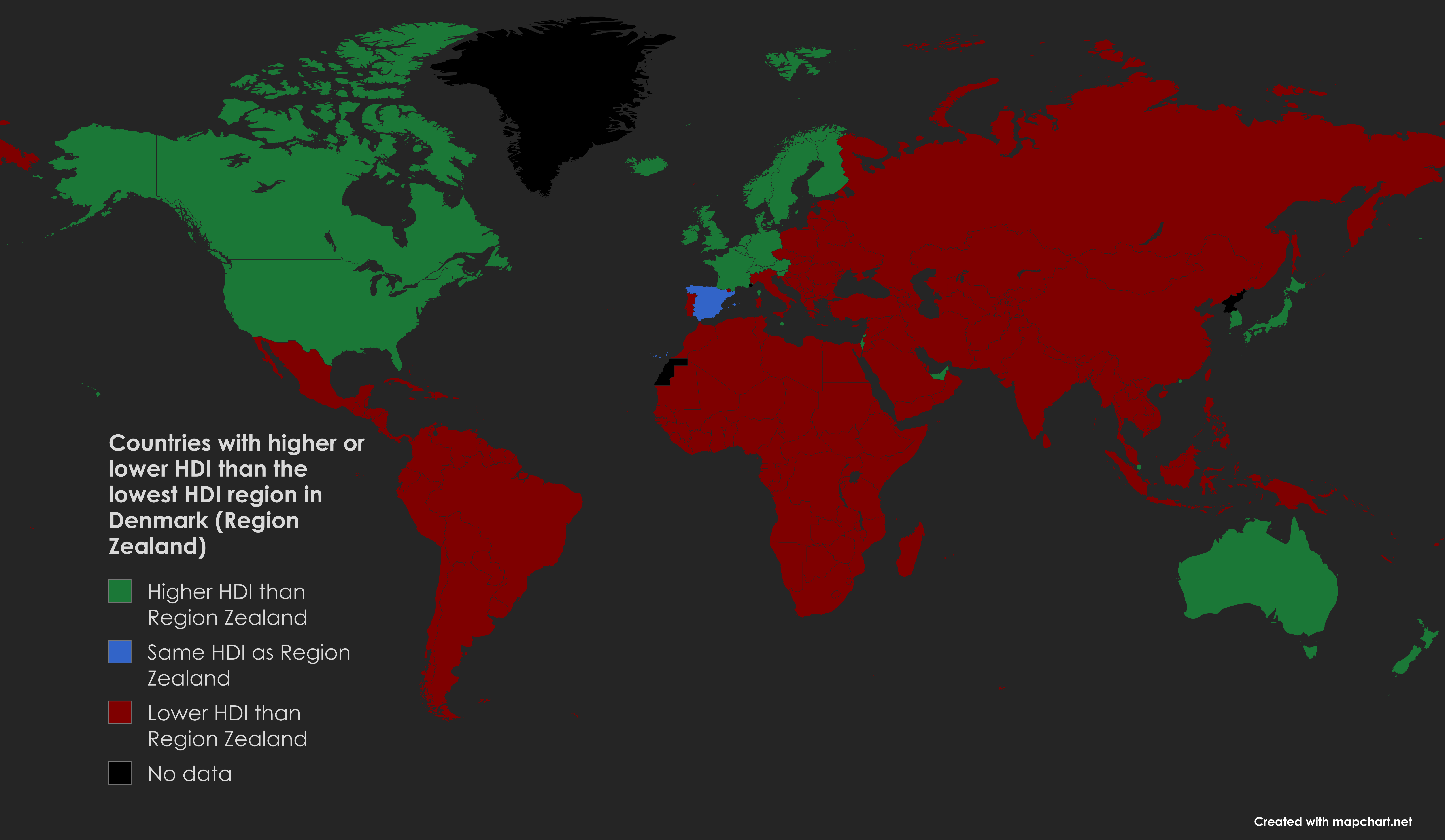HDI Comparison Map of Zealand and Other Countries HDI Comparison Map of Zealand and Other Countries