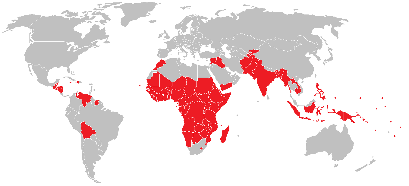 Countries with Lower HDI than West Bank Map Countries with Lower HDI than West Bank Map