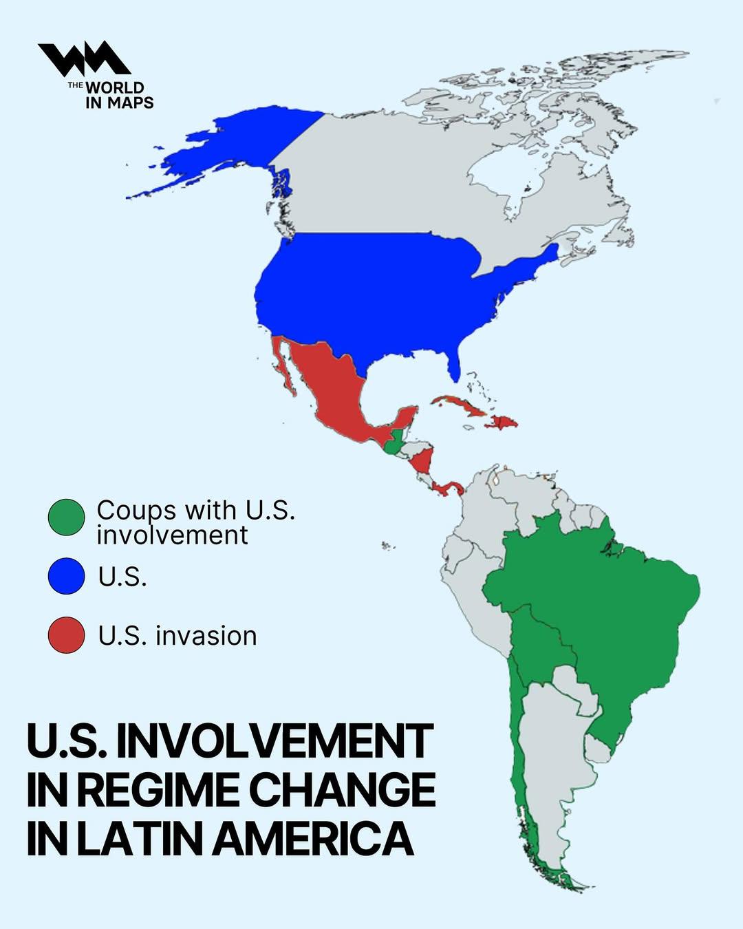 US Involvement in Regime Change in Latin America Map US Involvement in Regime Change in Latin America Map