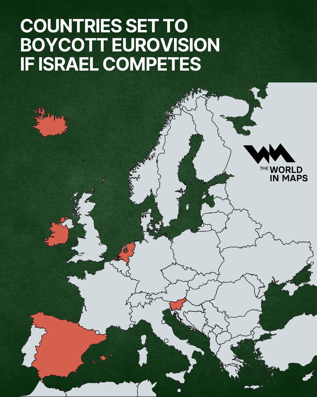 Boycotting Countries Map for Eurovision Israel Boycotting Countries Map for Eurovision Israel