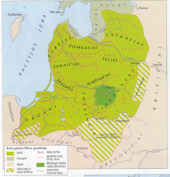 Map of Baltic Tribes in the 13th Century Map of Baltic Tribes in the 13th Century