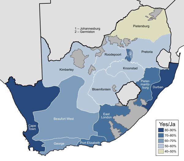 1992 South Africa Apartheid Referendum Map 1992 South Africa Apartheid Referendum Map