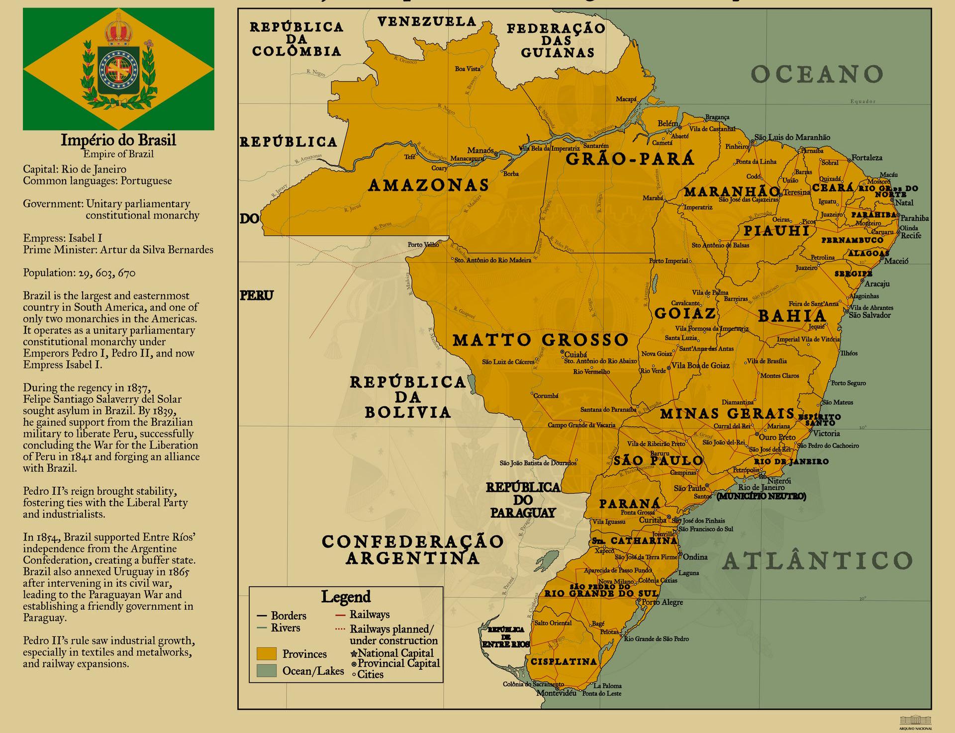 Empire of Brazil Map, Circa 1822 Empire of Brazil Map, Circa 1822