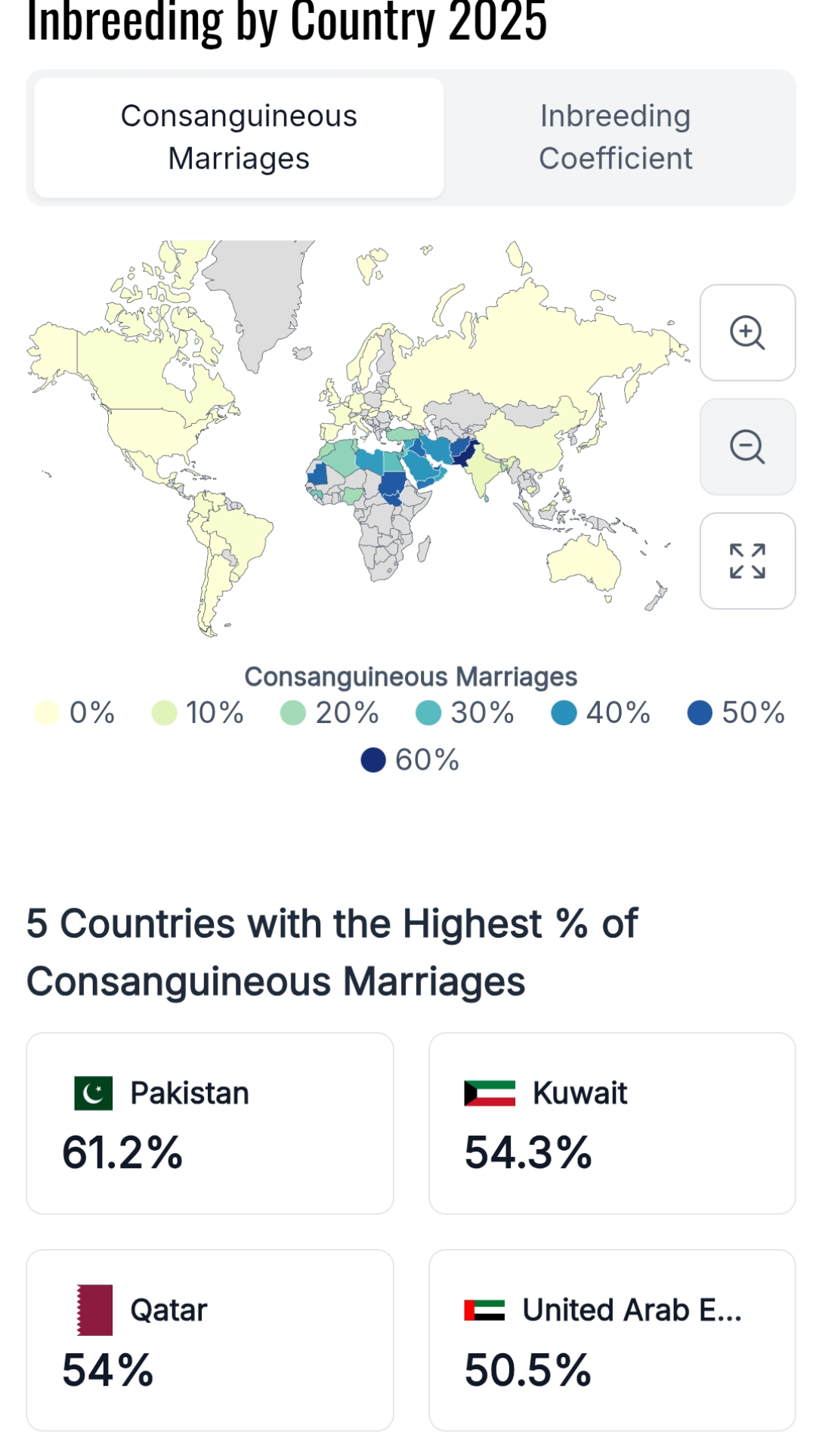 Consanguinity Rates by Country Map Consanguinity Rates by Country Map