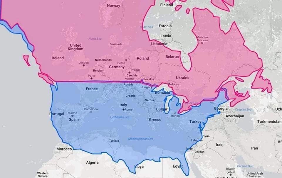 Latitude Map of United States, Canada, and Europe Latitude Map of United States, Canada, and Europe