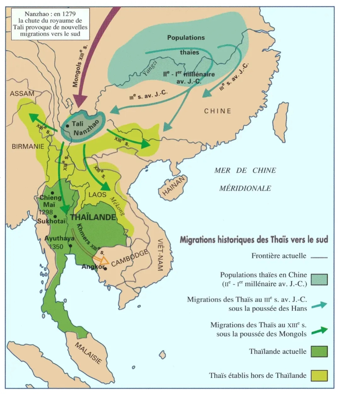 Migration of Thai People to the South Map Migration of Thai People to the South Map