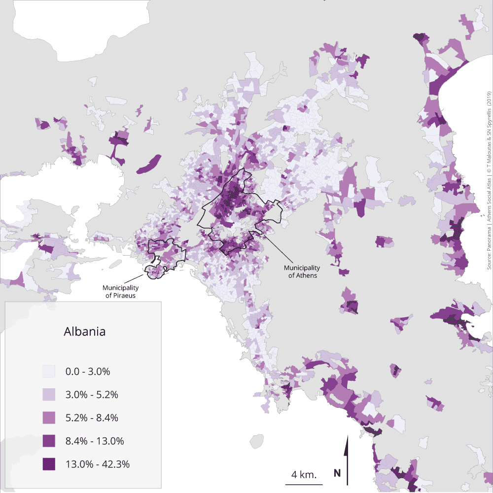 Population Distribution by Citizenship Map in Attica, Greece Population Distribution by Citizenship Map in Attica, Greece