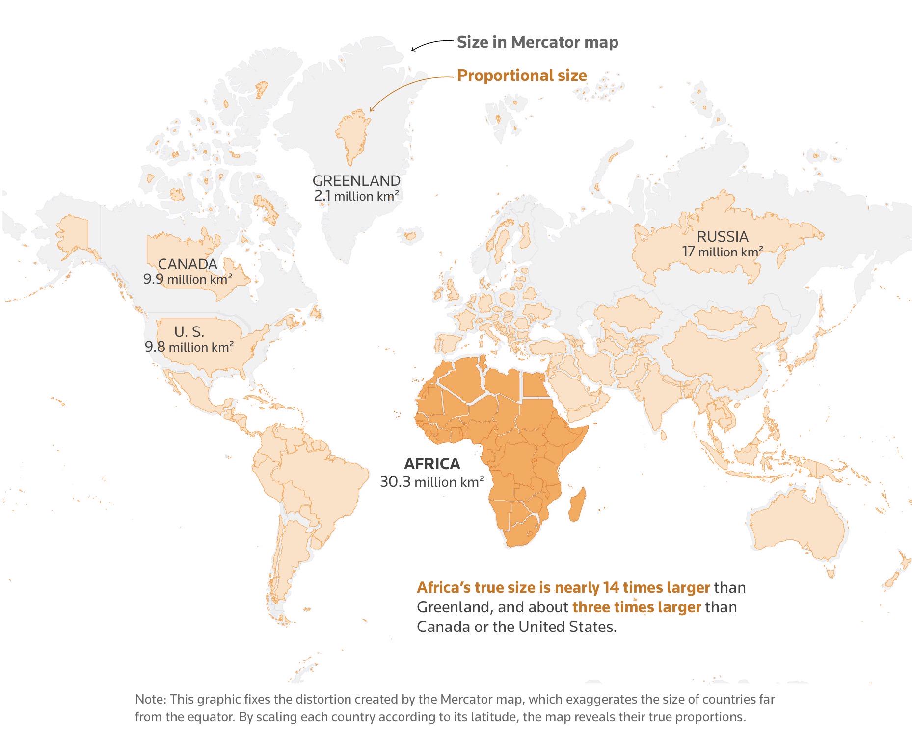 The True Size of Africa Map The True Size of Africa Map