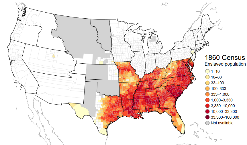 Map of US Slavery Trends 1776-1860 Map of US Slavery Trends 1776-1860