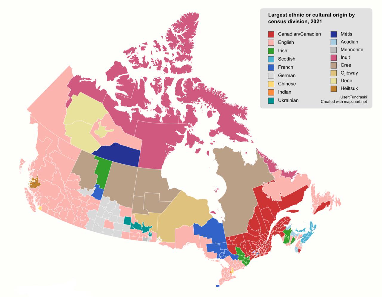 Largest Ethnic Origins in Canada by Census Division Map Largest Ethnic Origins in Canada by Census Division Map