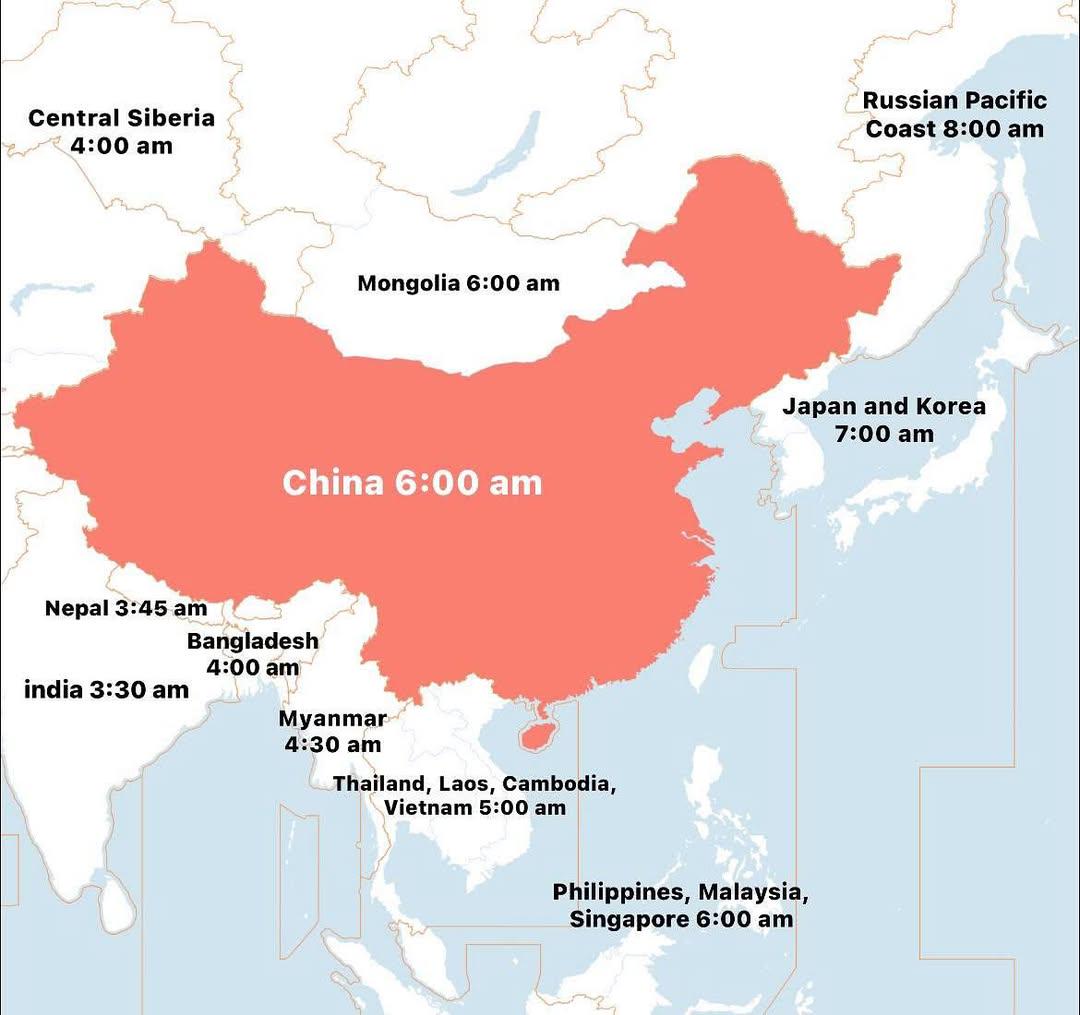 Chinese Time Zones Map Chinese Time Zones Map