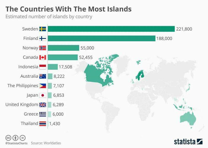 Countries with Most Islands Map Countries with Most Islands Map