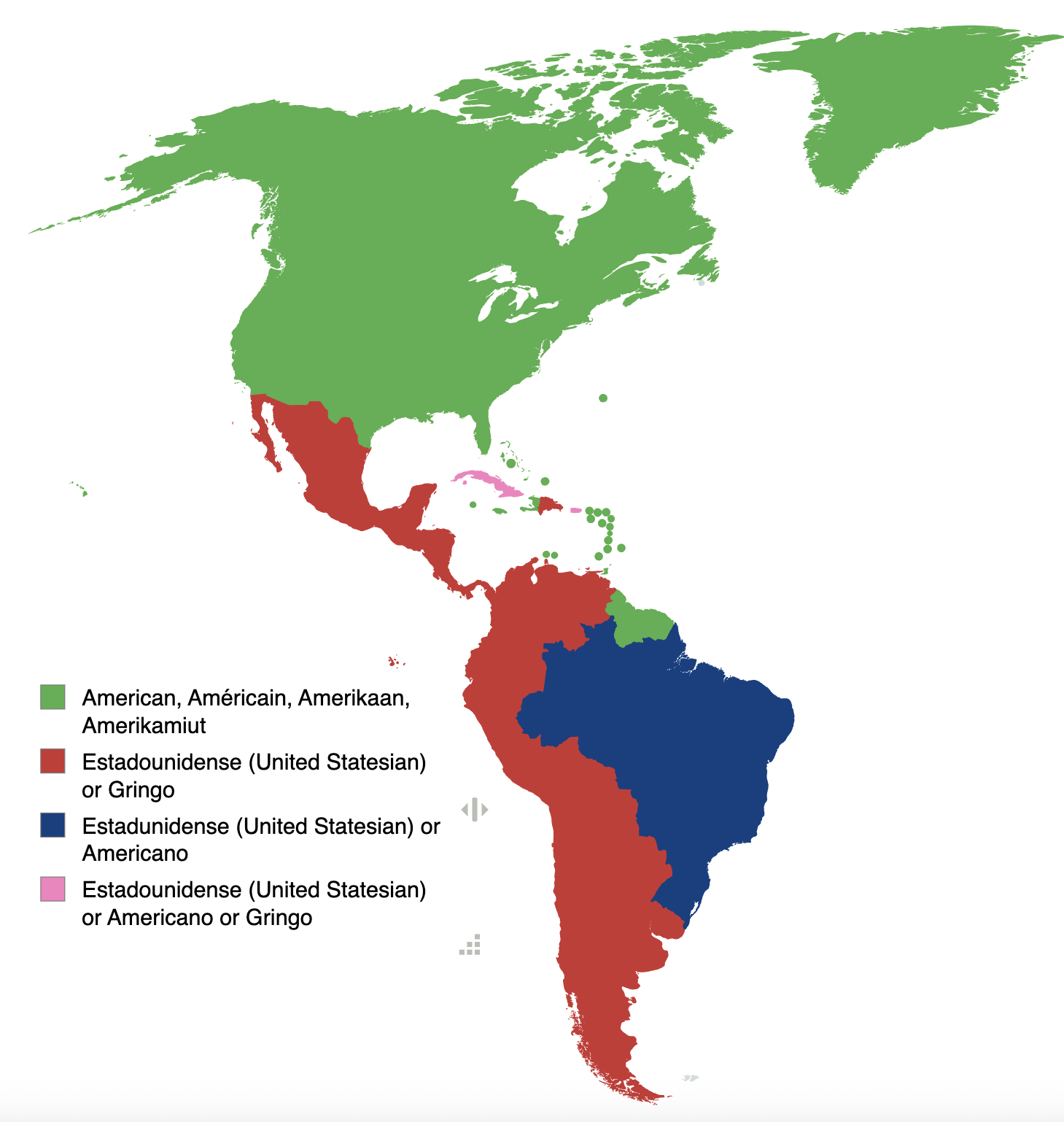 Map of How Americas Refer to USA People by Language Map of How Americas Refer to USA People by Language