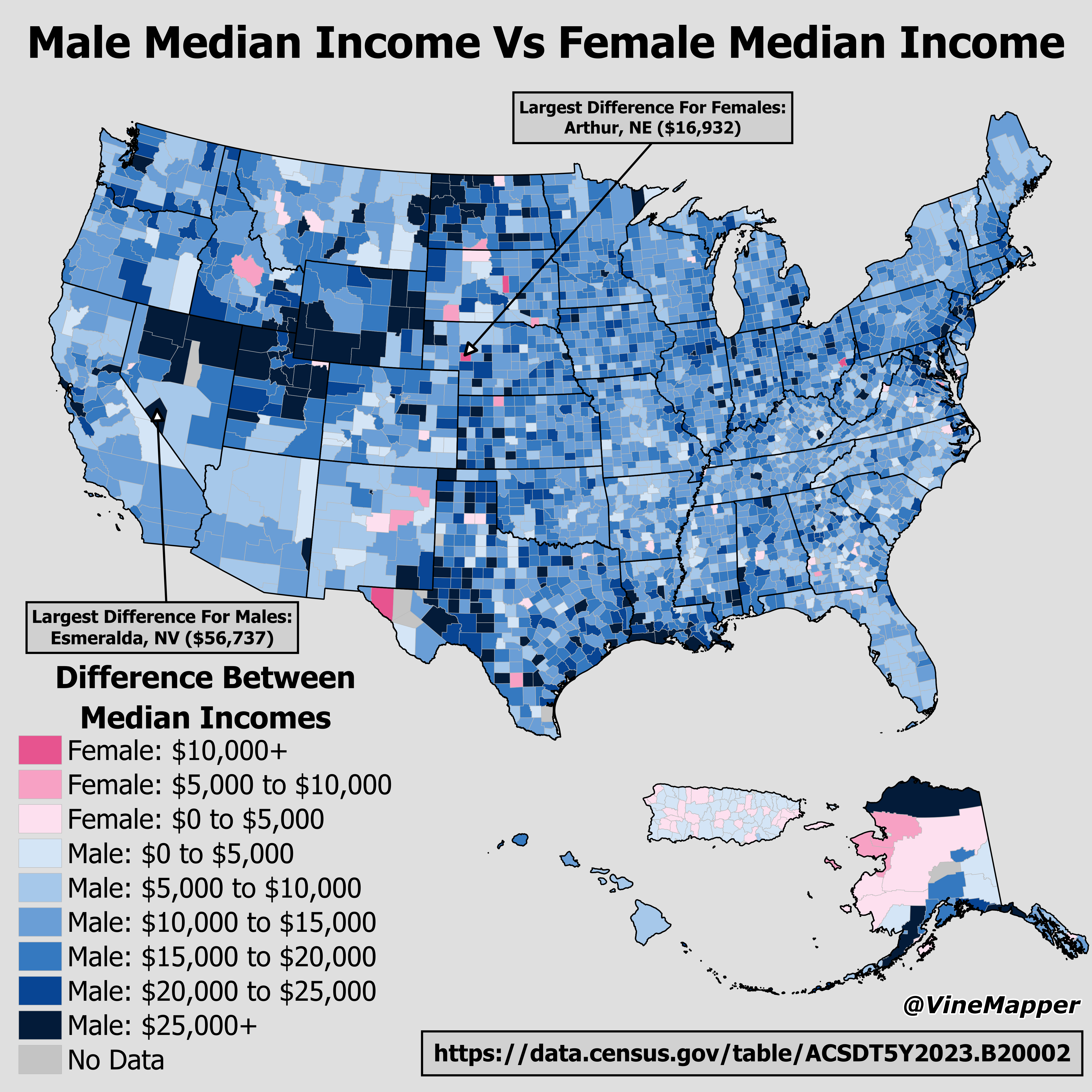 Male Median Income Vs Female Median Income Map Male Median Income Vs Female Median Income Map
