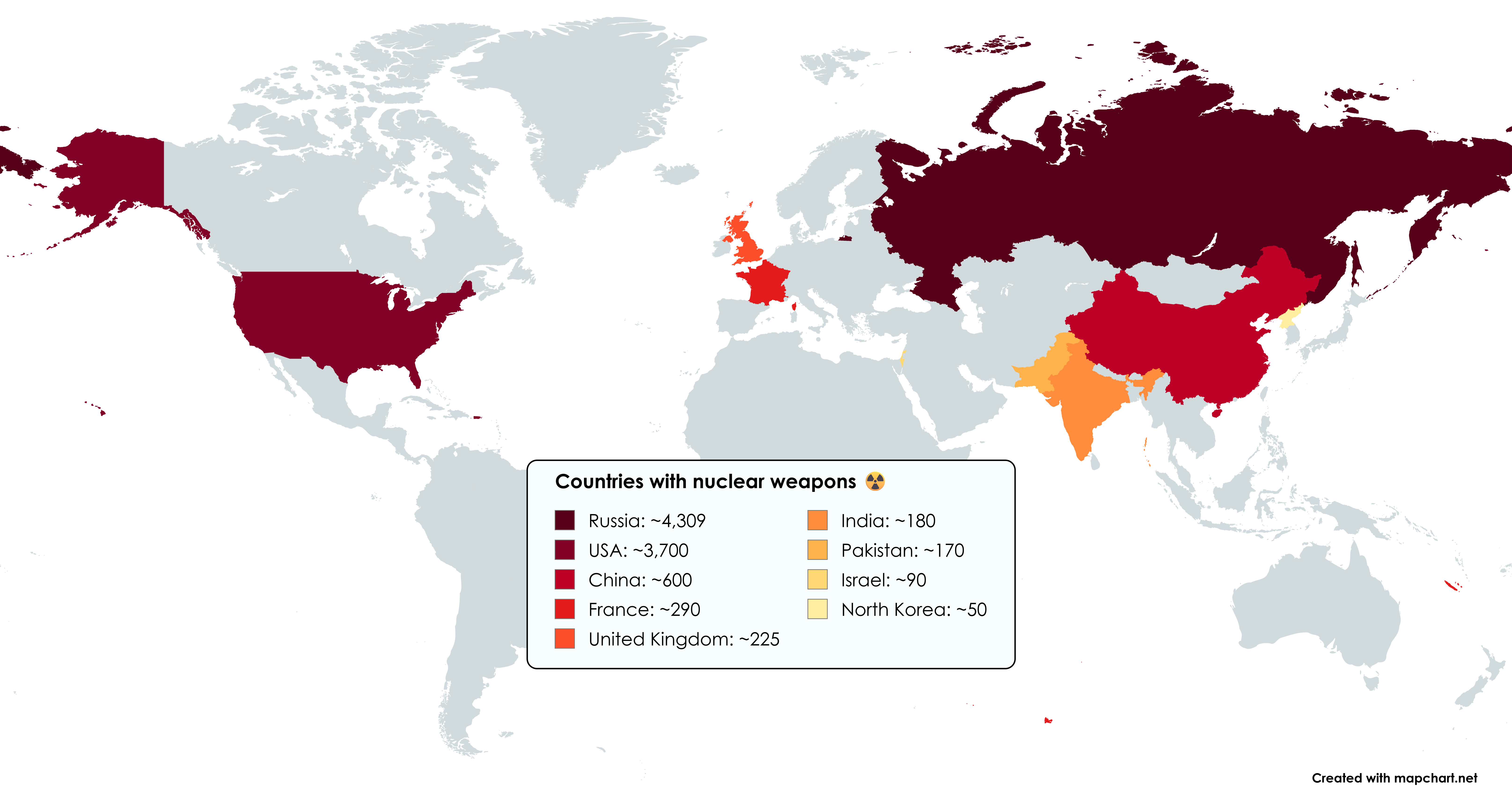 Countries with Nuclear Weapons Map Countries with Nuclear Weapons Map
