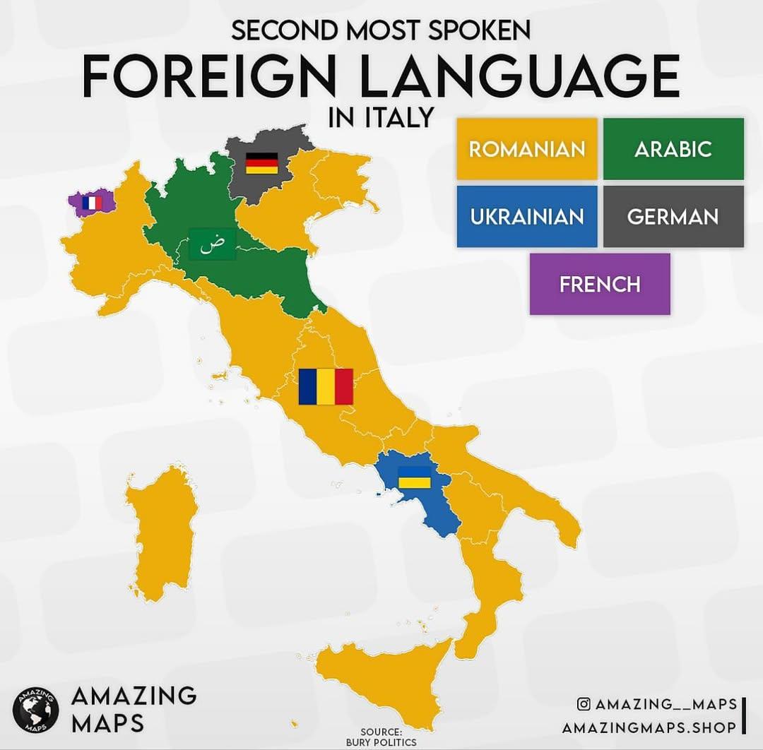 Second Most Spoken Language in Italian Regions Map Second Most Spoken Language in Italian Regions Map