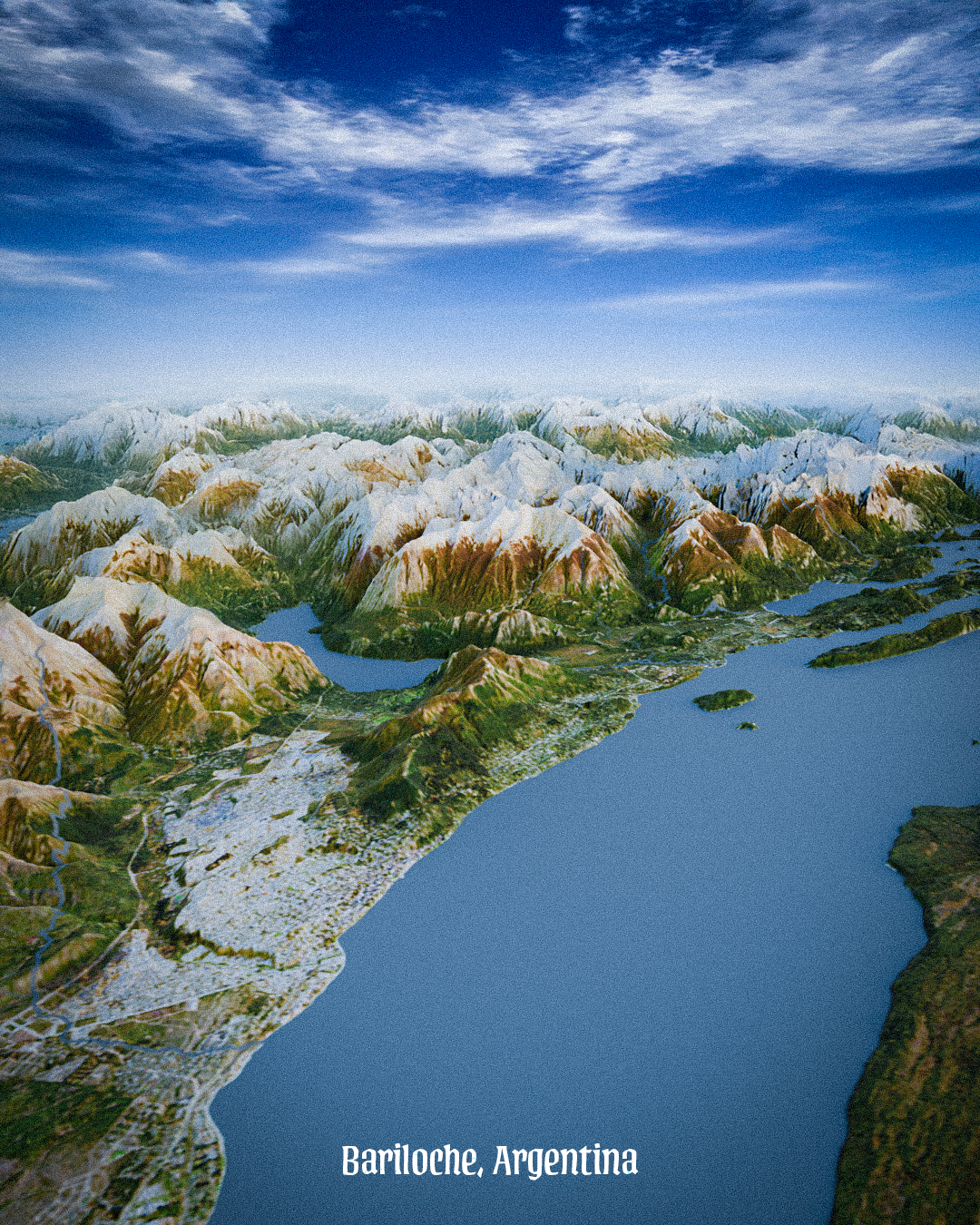 Bariloche Argentina Oblique View Map Bariloche Argentina Oblique View Map
