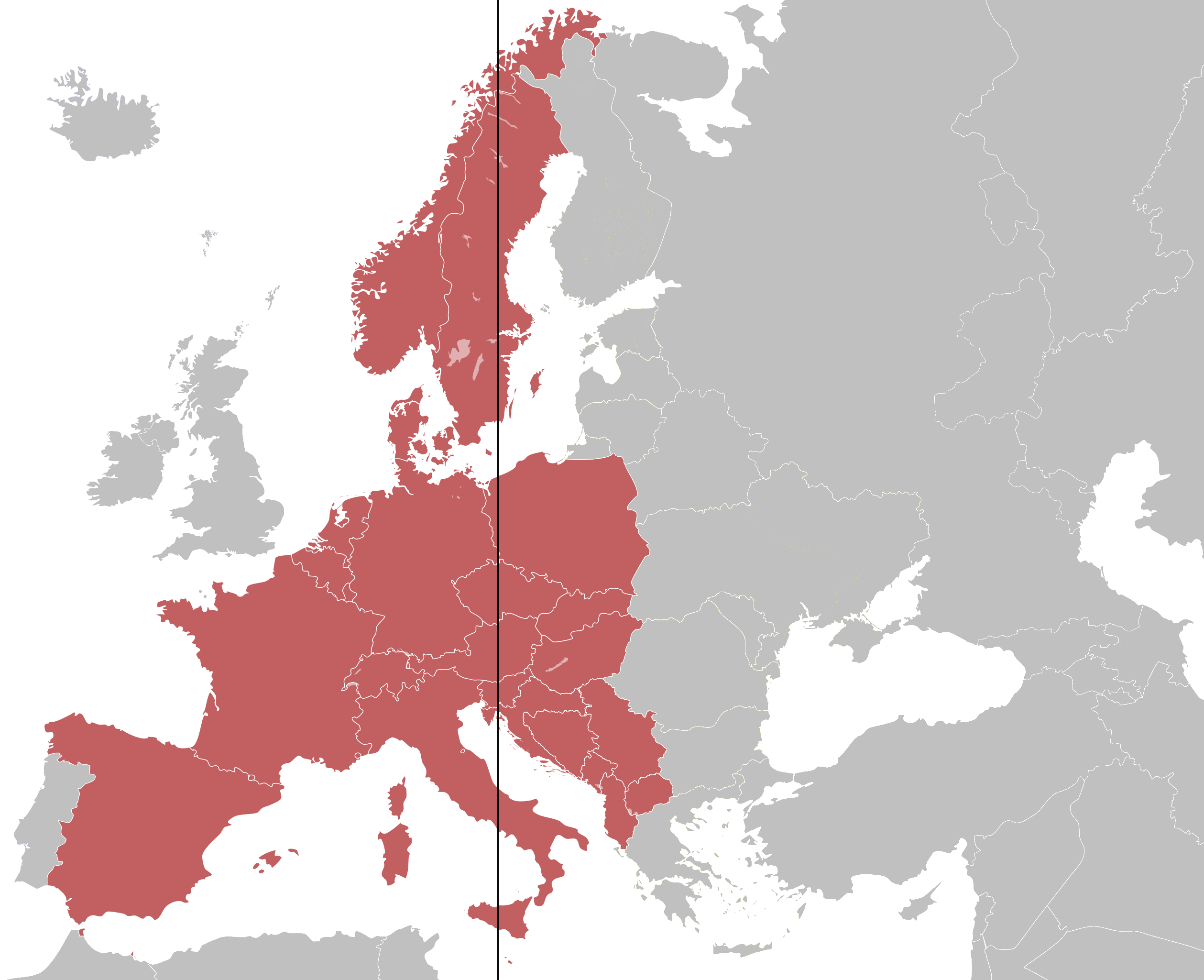 Spain and Serbia Time Zone Map Spain and Serbia Time Zone Map