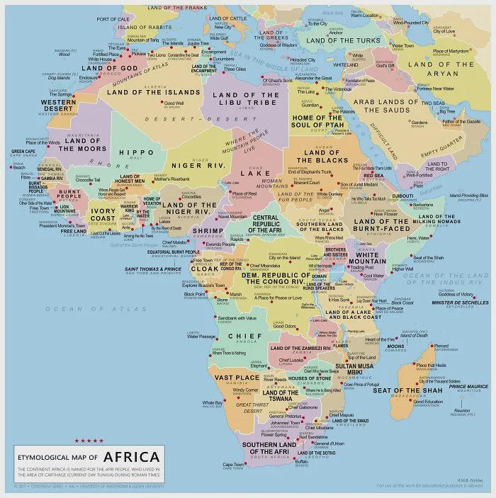 Literal Meaning of Every Country's Name in Africa Map Literal Meaning of Every Country's Name in Africa Map