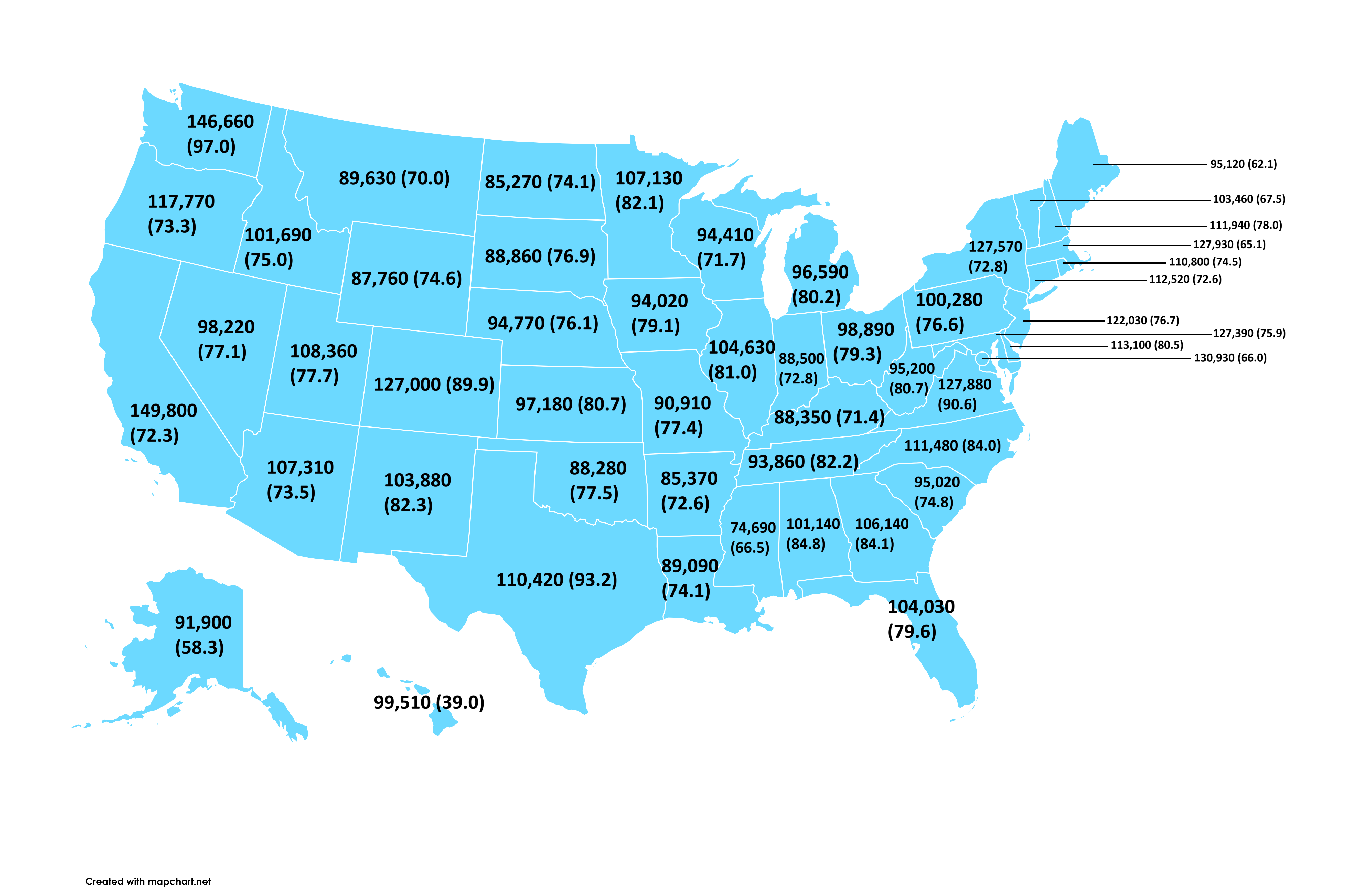 Computer and Mathematical Occupations Average Salary Map Computer and Mathematical Occupations Average Salary Map