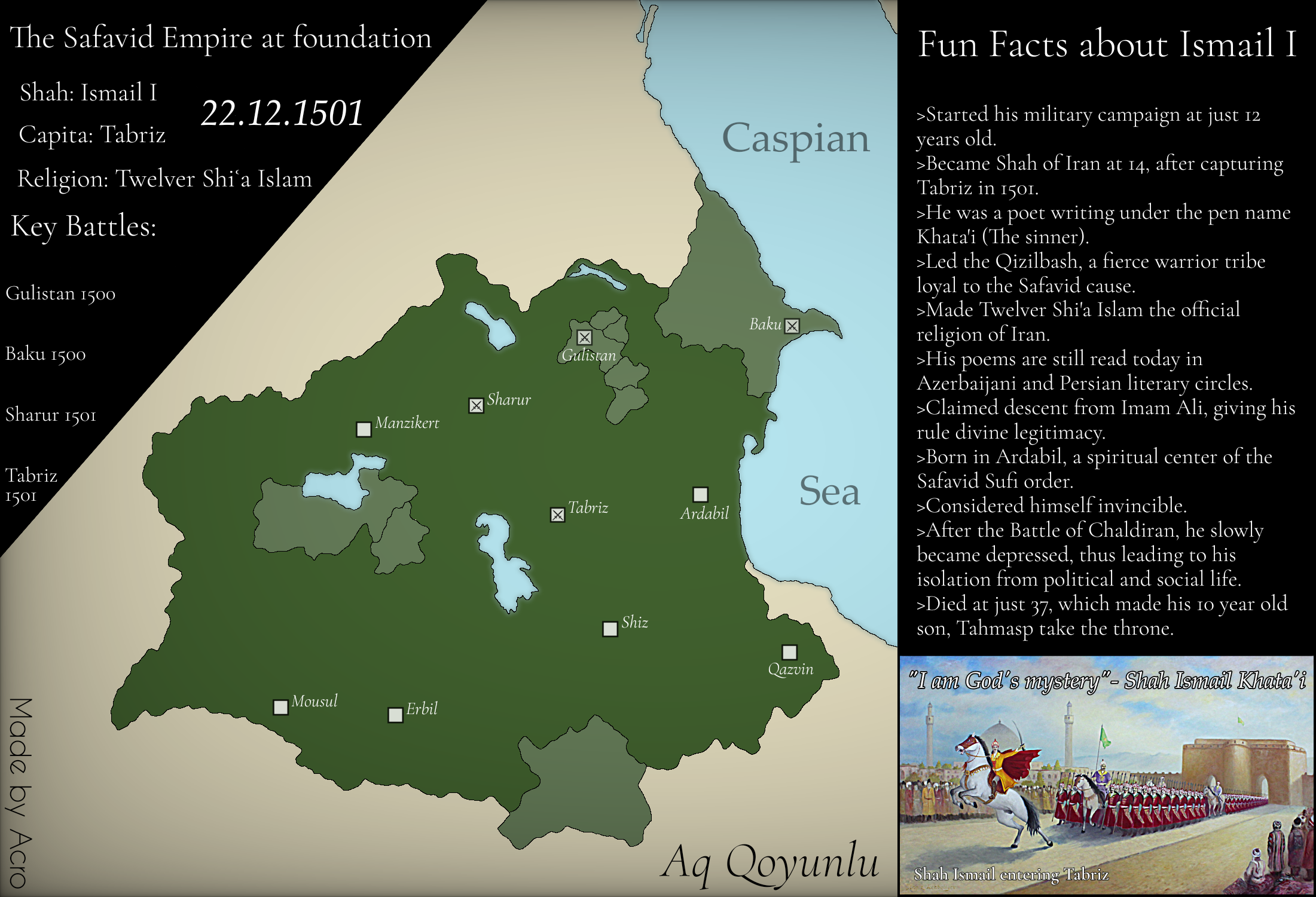 Map of the Safavid Empire on December 22, 1501 Map of the Safavid Empire on December 22, 1501