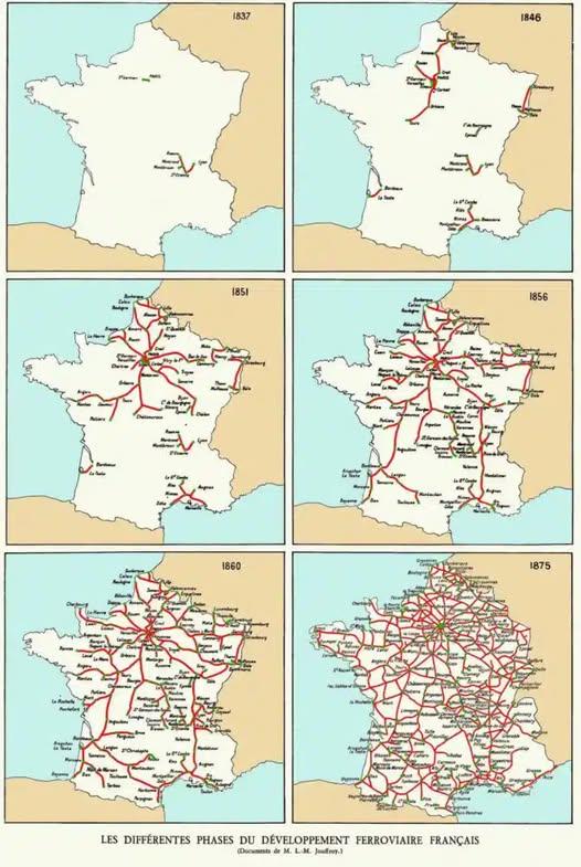 French Railways Expansion Map 1837 to 1875 French Railways Expansion Map 1837 to 1875