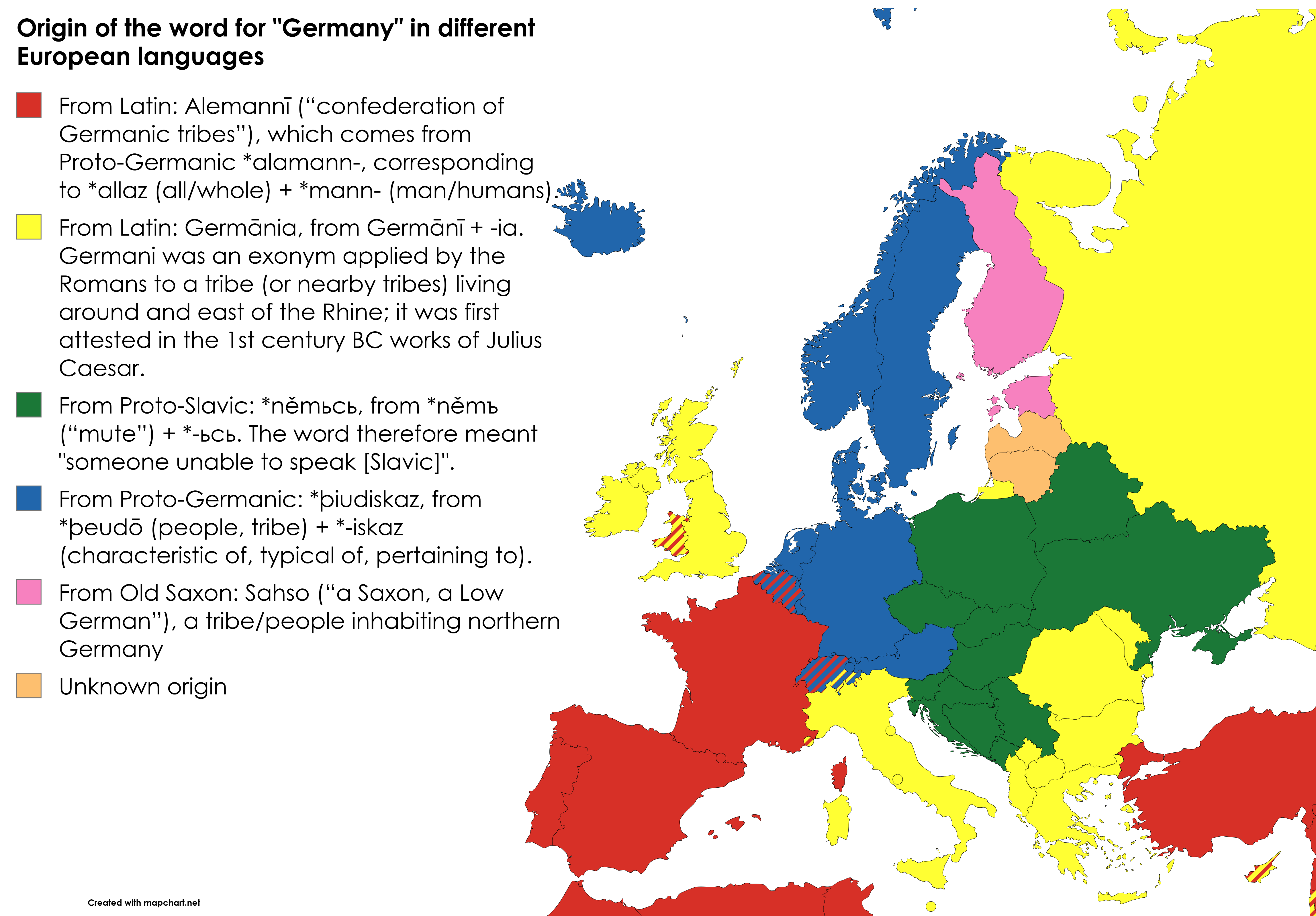 Origin of the Word for Germany in Different Languages Map Origin of the Word for Germany in Different Languages Map