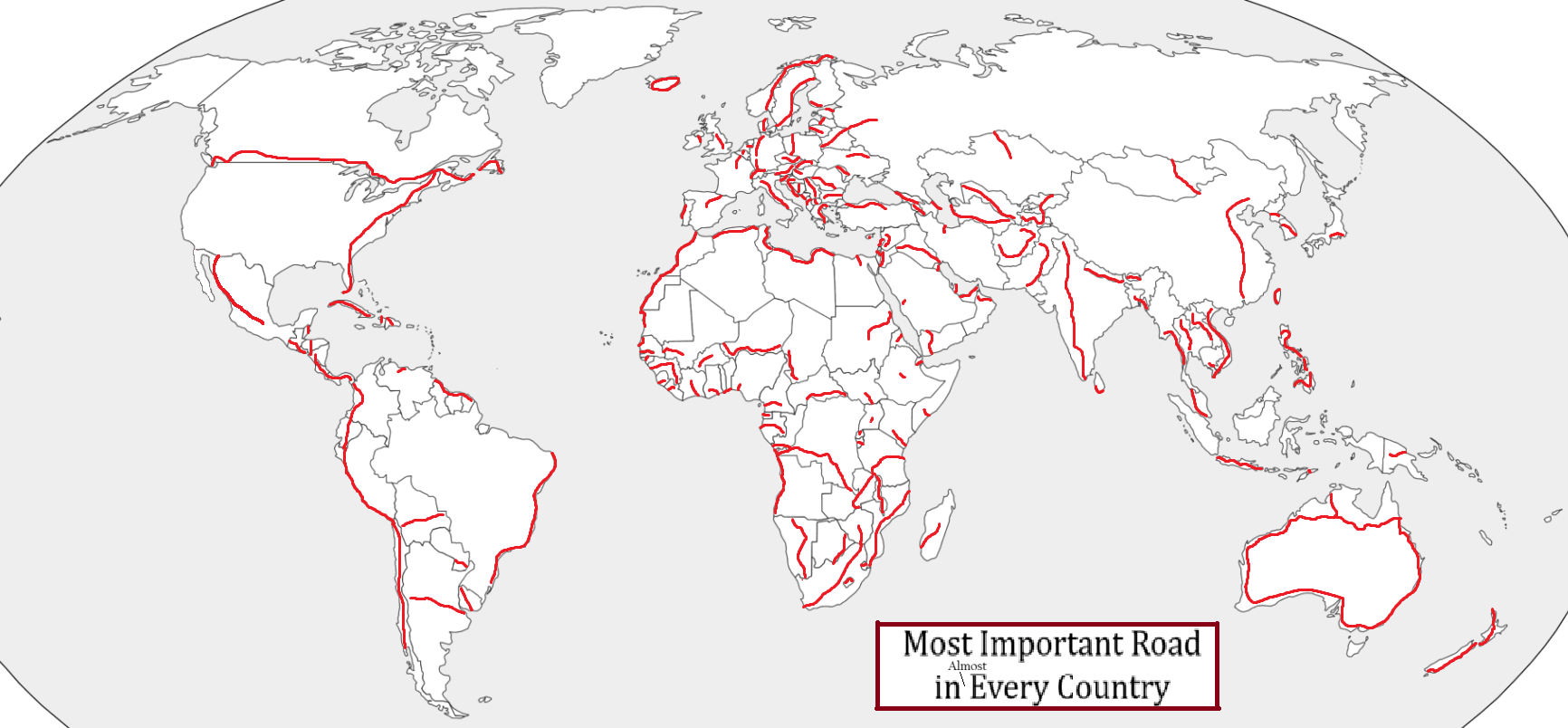 Most Important Road by Country Map Most Important Road by Country Map