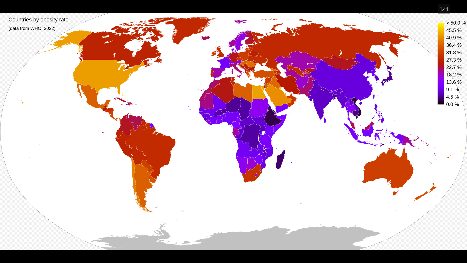 Obesity Rate by Country Map Obesity Rate by Country Map
