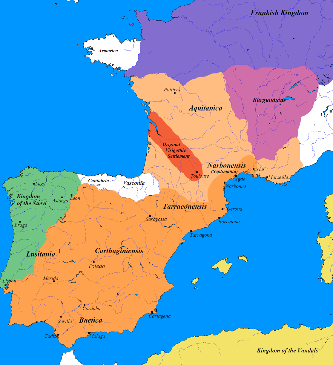 Germanic Tribes Map of France and Iberia (500 AD) Germanic Tribes Map of France and Iberia (500 AD)