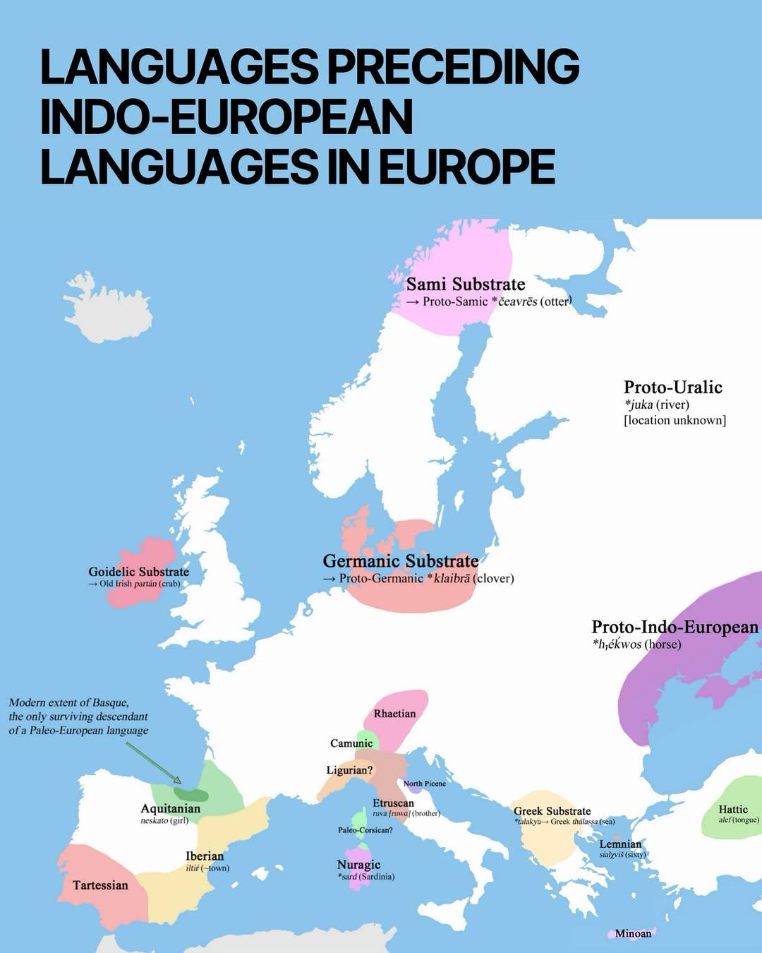 Map of Pre-Indo-European Languages in Europe Map of Pre-Indo-European Languages in Europe