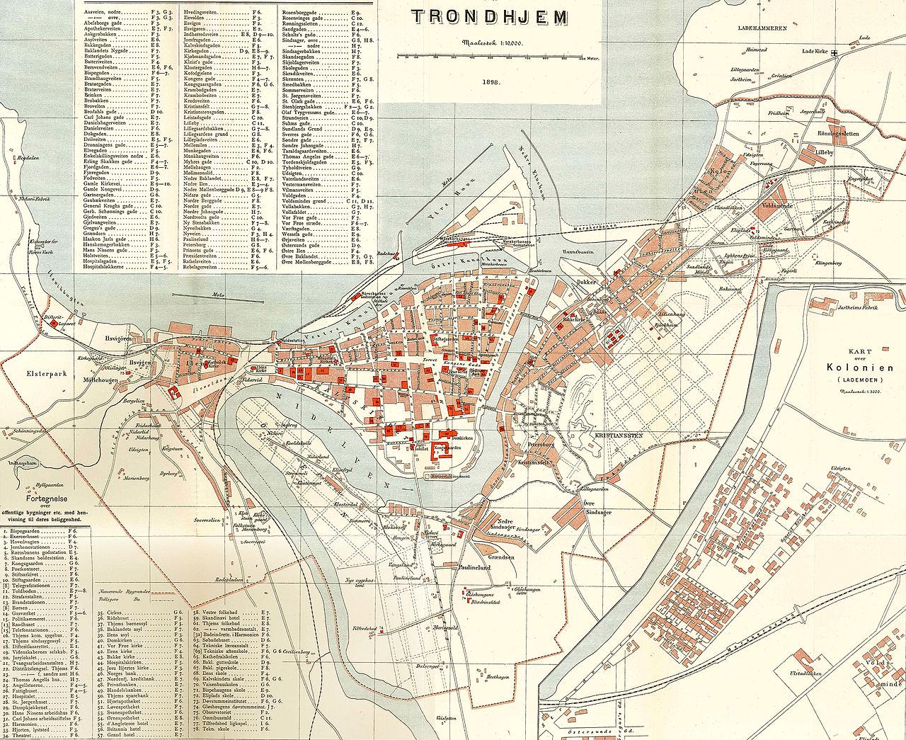 Map of Trondheim Norway from 1898 Map of Trondheim Norway from 1898