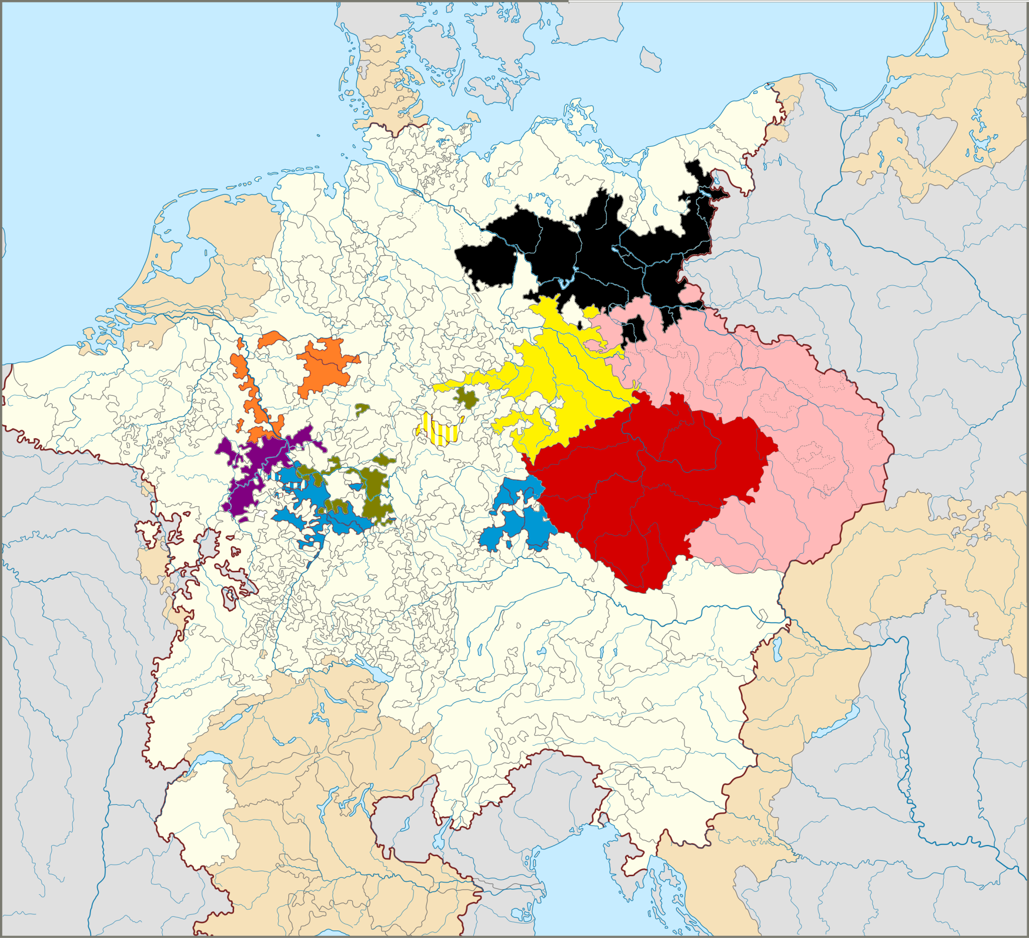 Map of The Seven Prince Electors in Germany Map of The Seven Prince Electors in Germany
